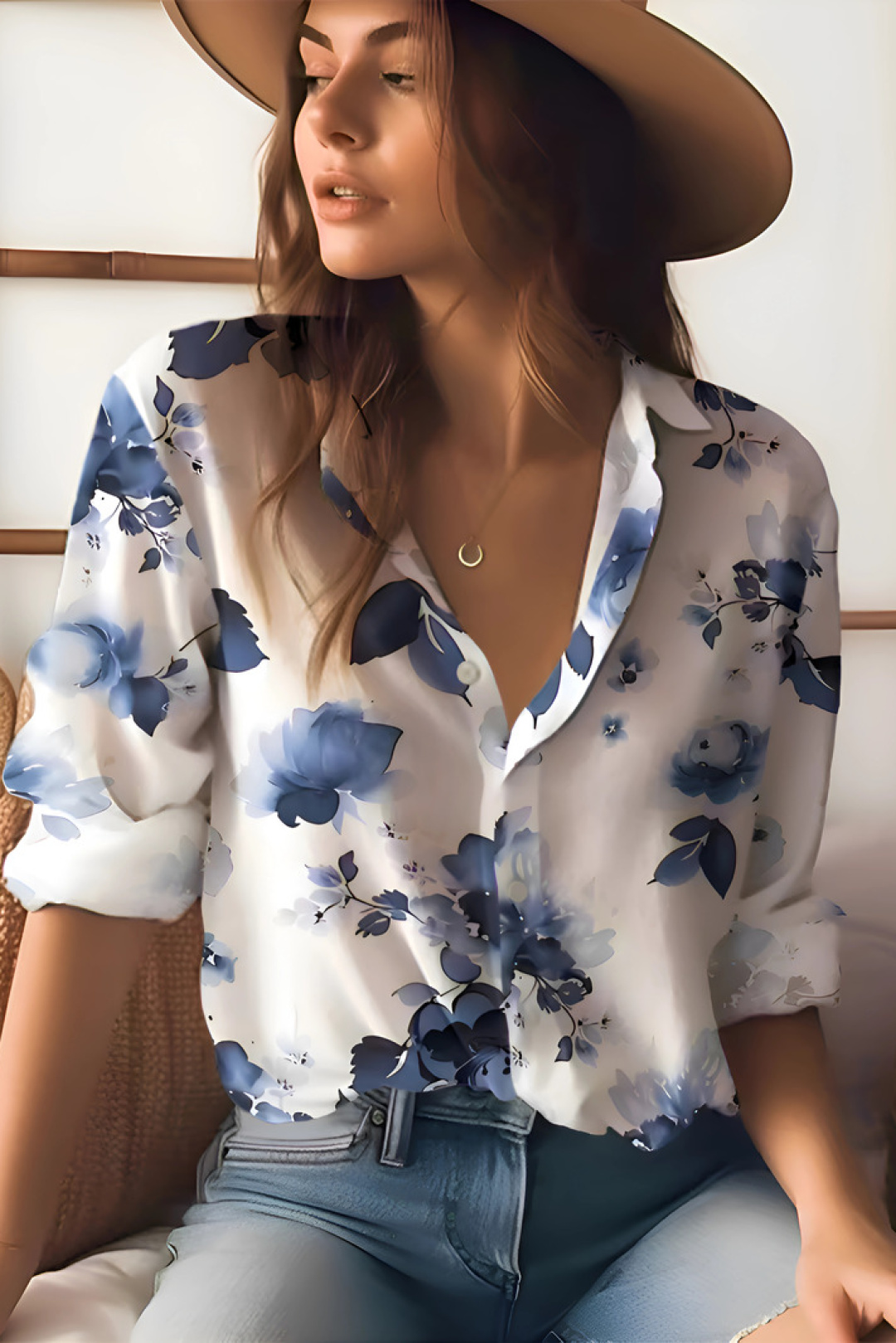 Блузка Abbi style 4075 синяя акварель