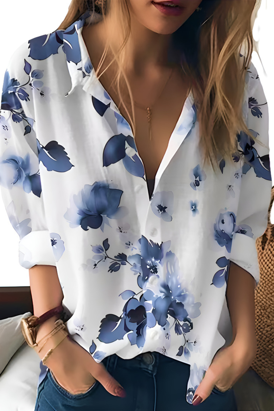 Блузка Abbi style 4075 синяя акварель