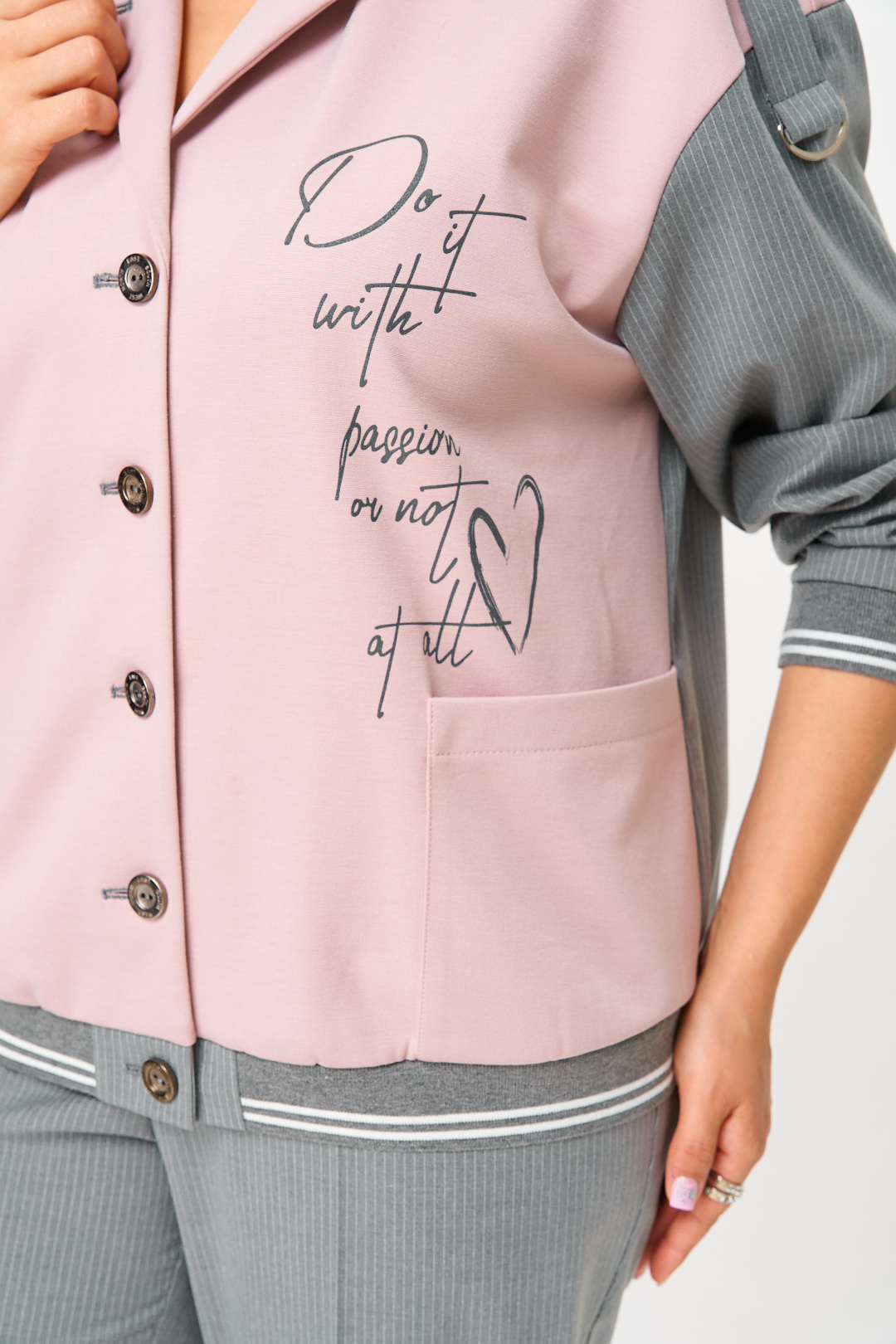 Костюм AiraStyle 24231 серый + пудра - фото 4