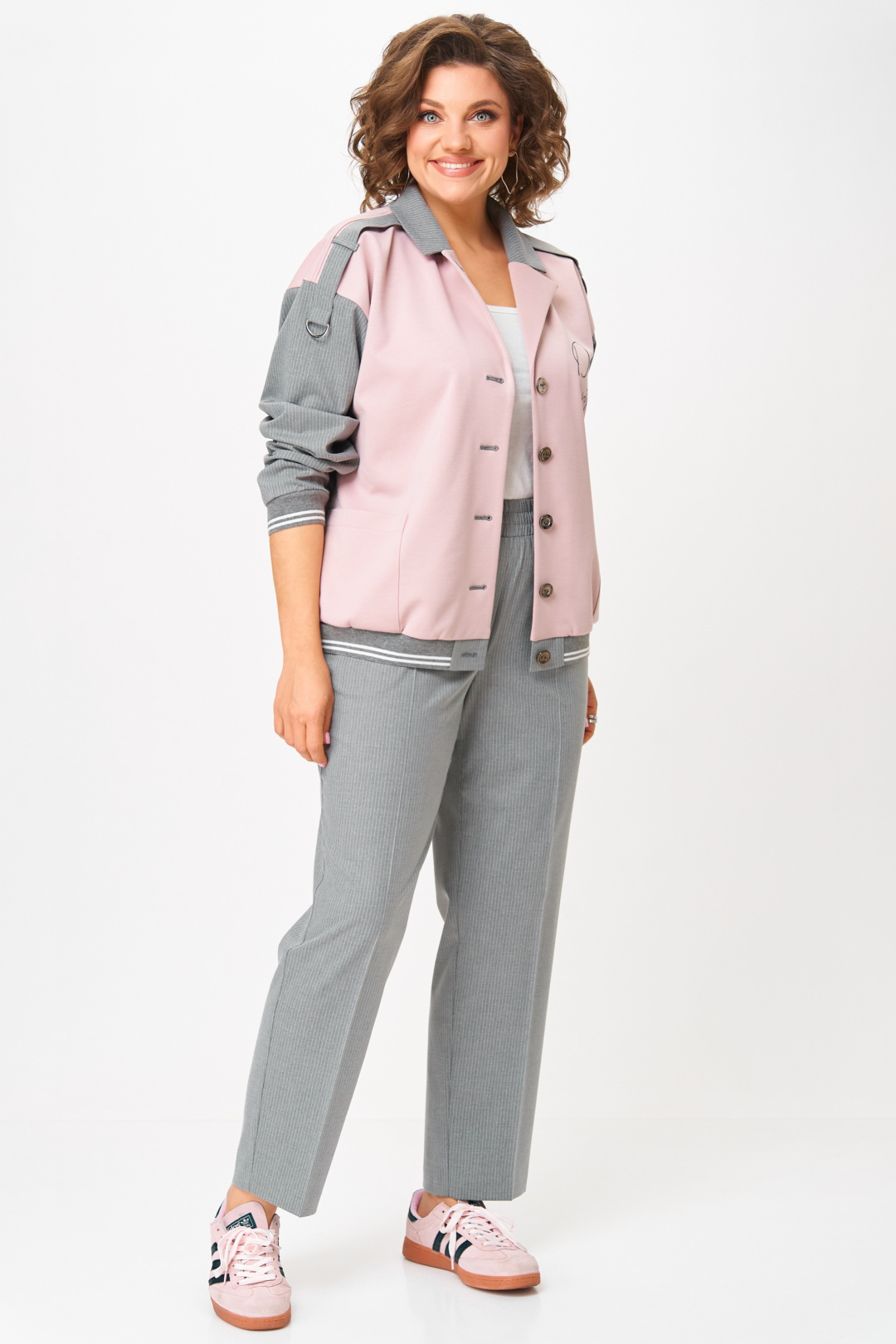 Костюм AiraStyle 24231 серый + пудра