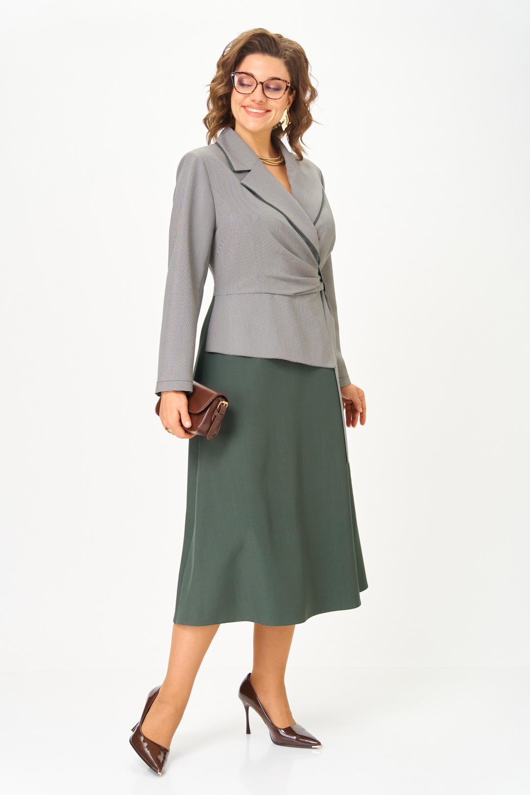 Платье AiraStyle 24431 серо-зеленый - фото 1