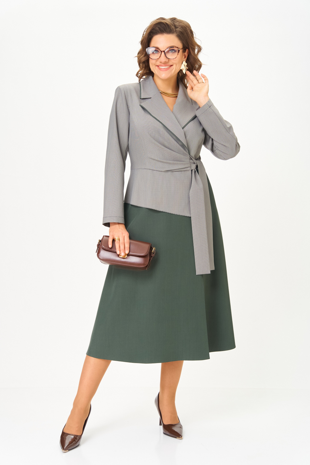 Платье AiraStyle 24431 серо-зеленый - фото 5