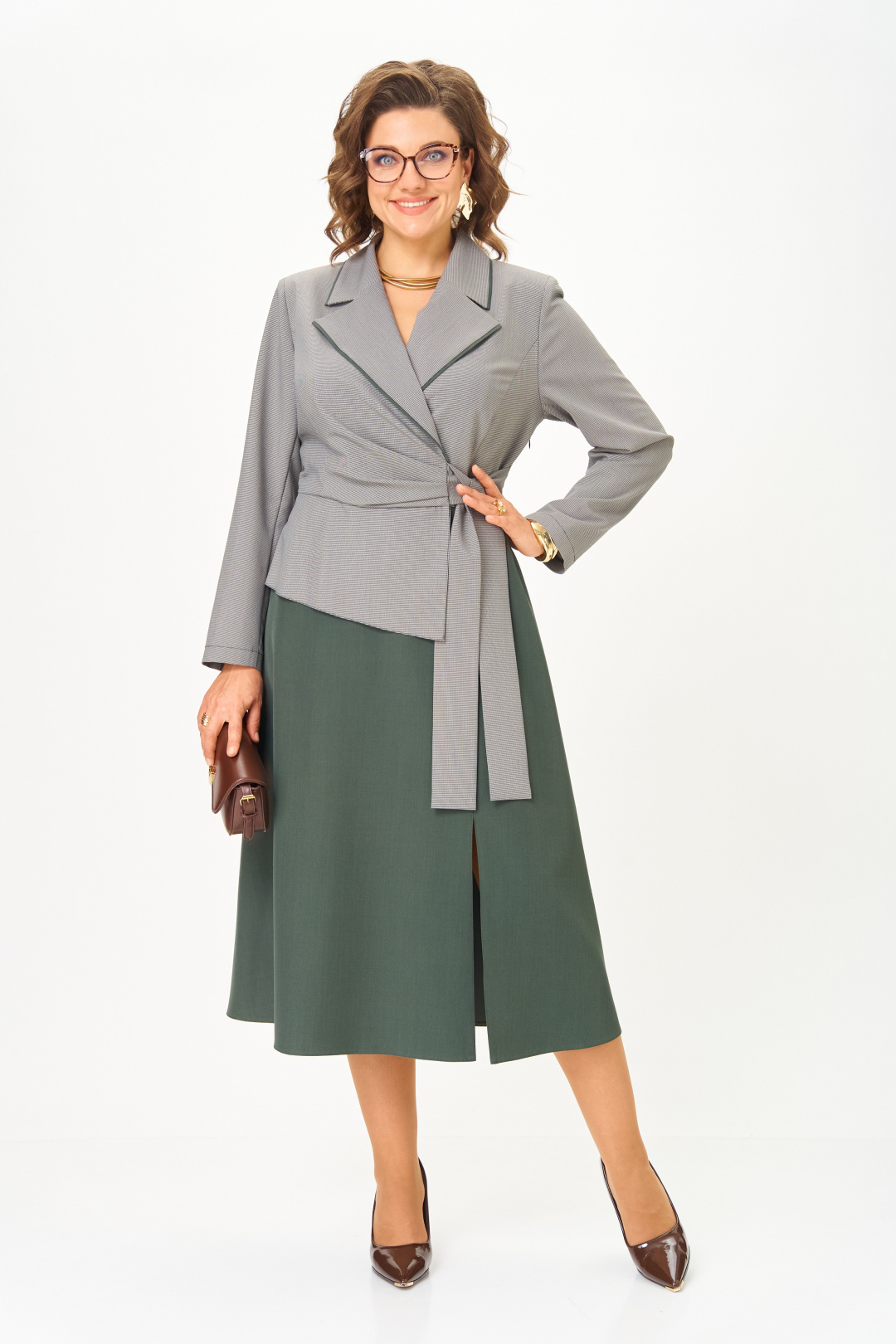 Платье AiraStyle 24431 серо-зеленый - фото 6