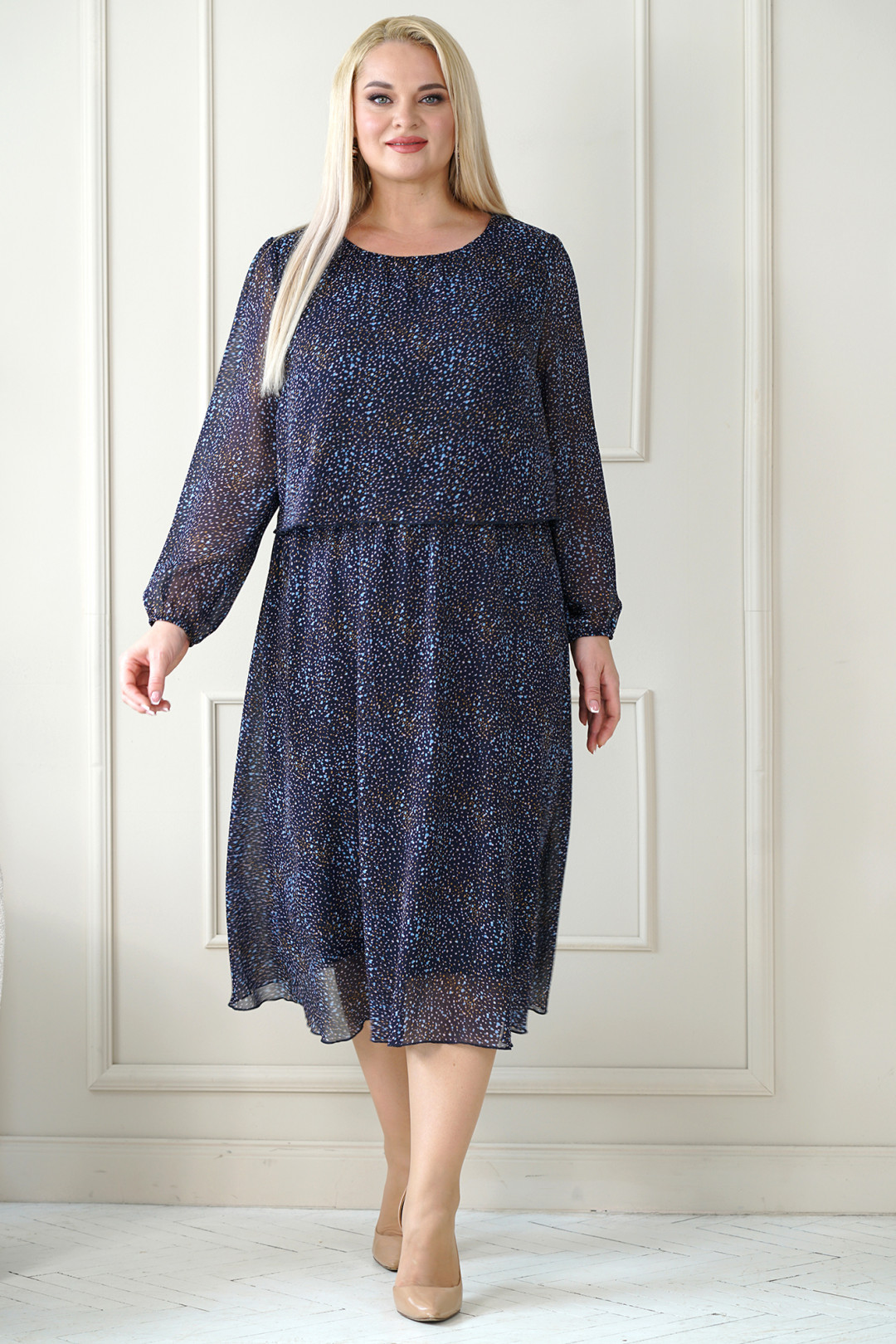 Платье AlaniCollection 1941 синий калейдоскоп - фото 1