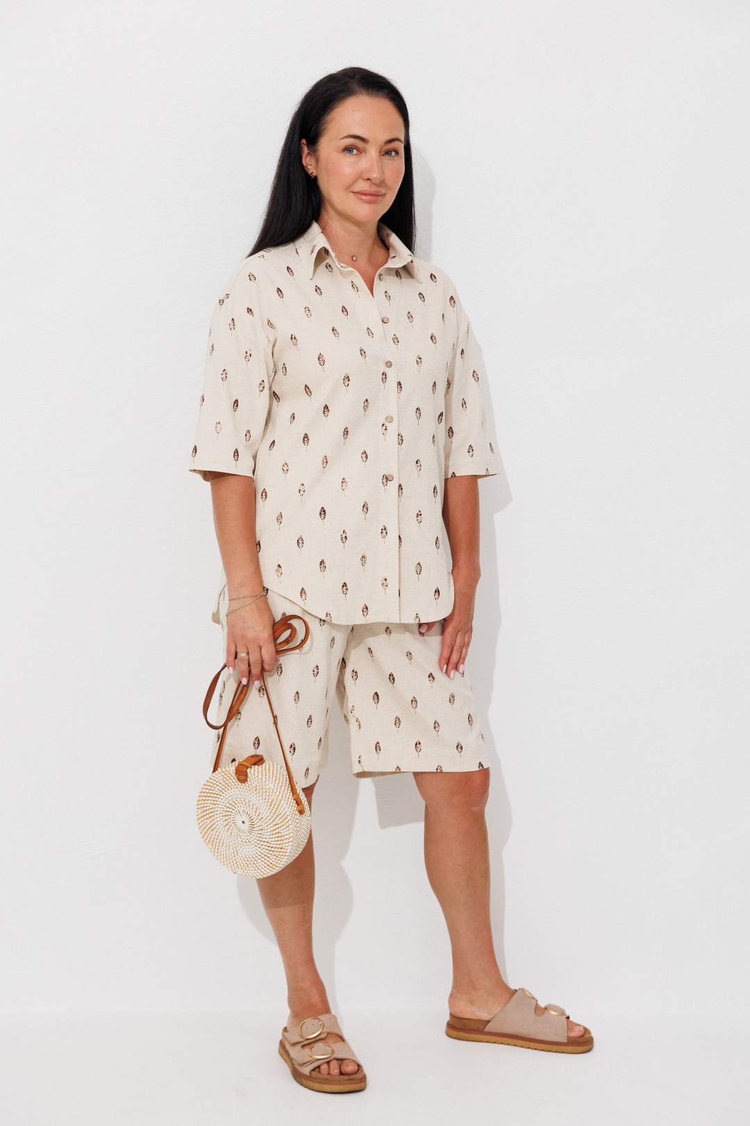Костюм Ambera style 2032-2 бежевый+листья