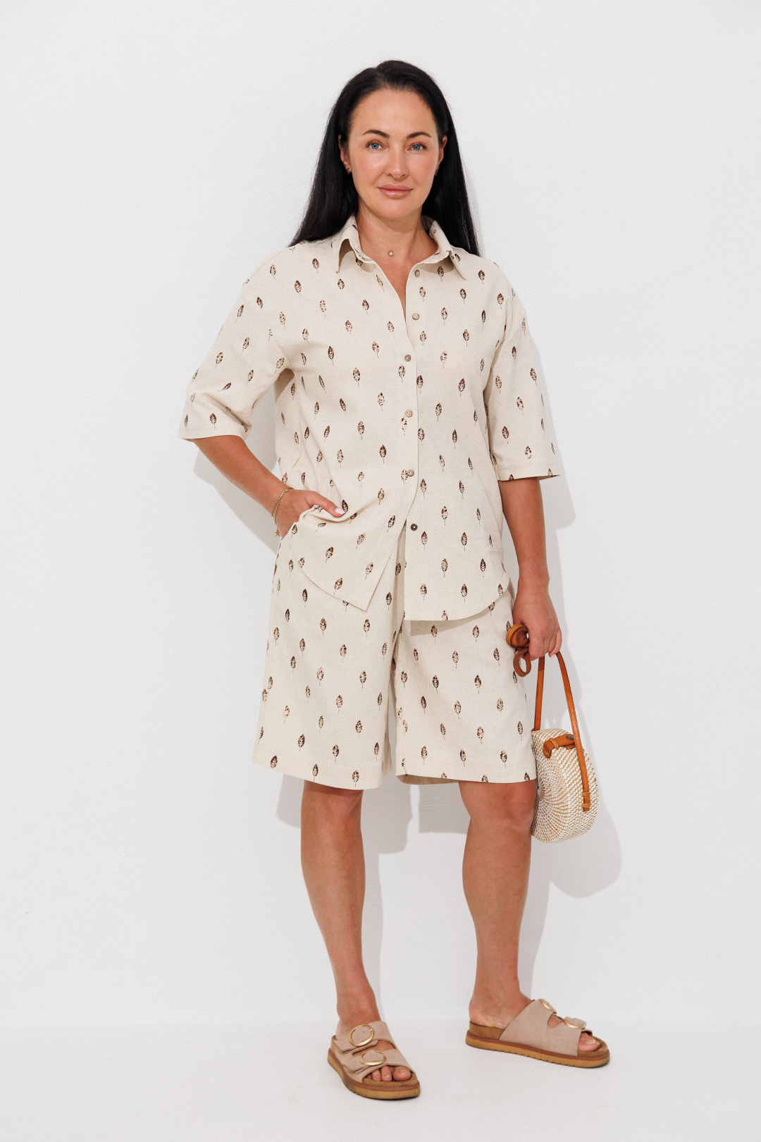 Костюм Ambera style 2032-2 бежевый+листья