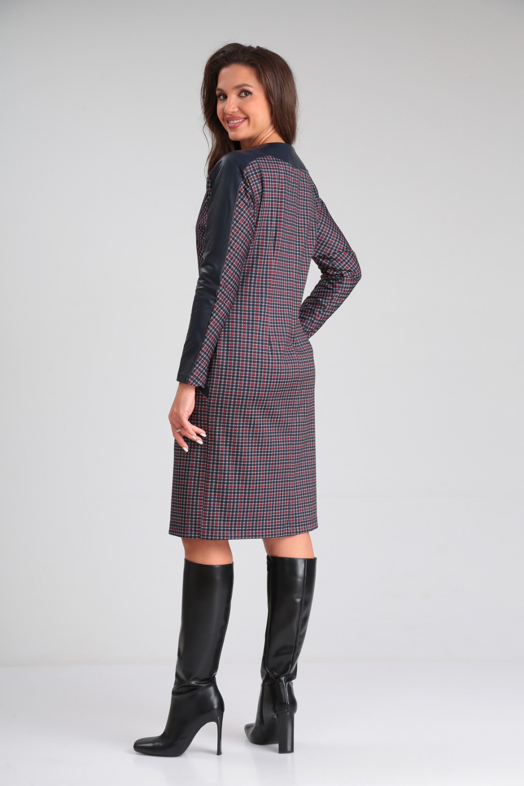 Платье Amori 9558 цветная клетка - фото 2