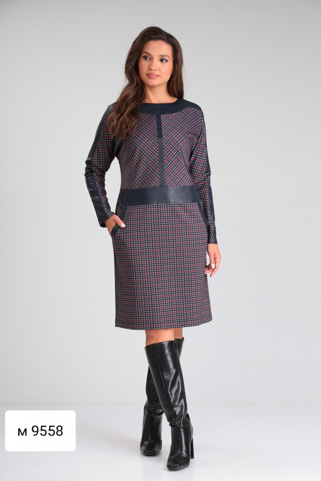 Платье Amori 9558 цветная клетка - фото 3