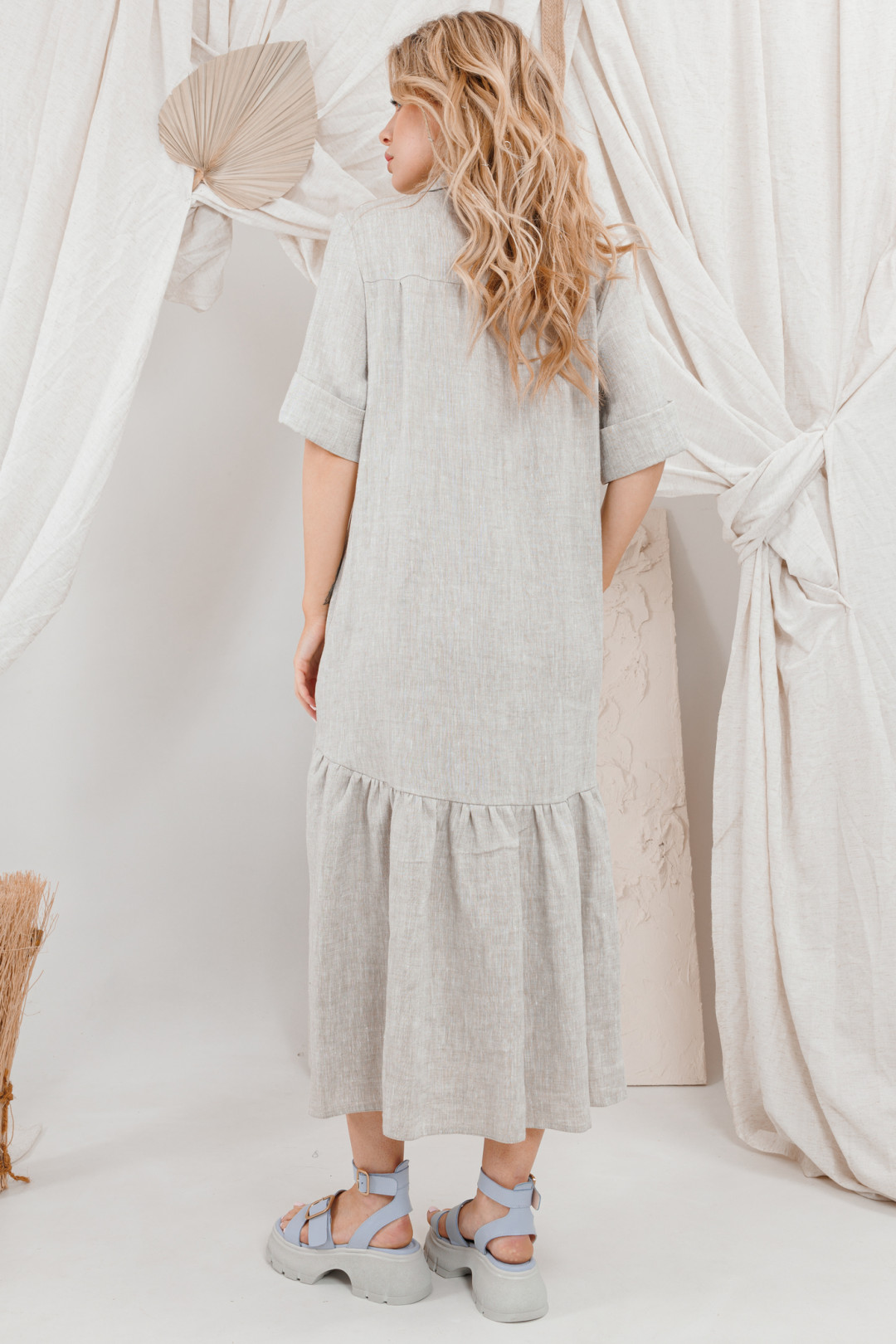 Платье Amori 9647 светлый лен - фото 4