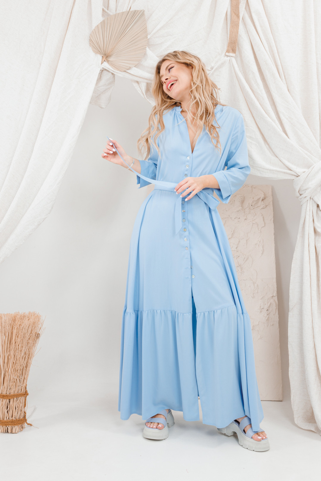 Платье Amori 9655 голубой - фото 3