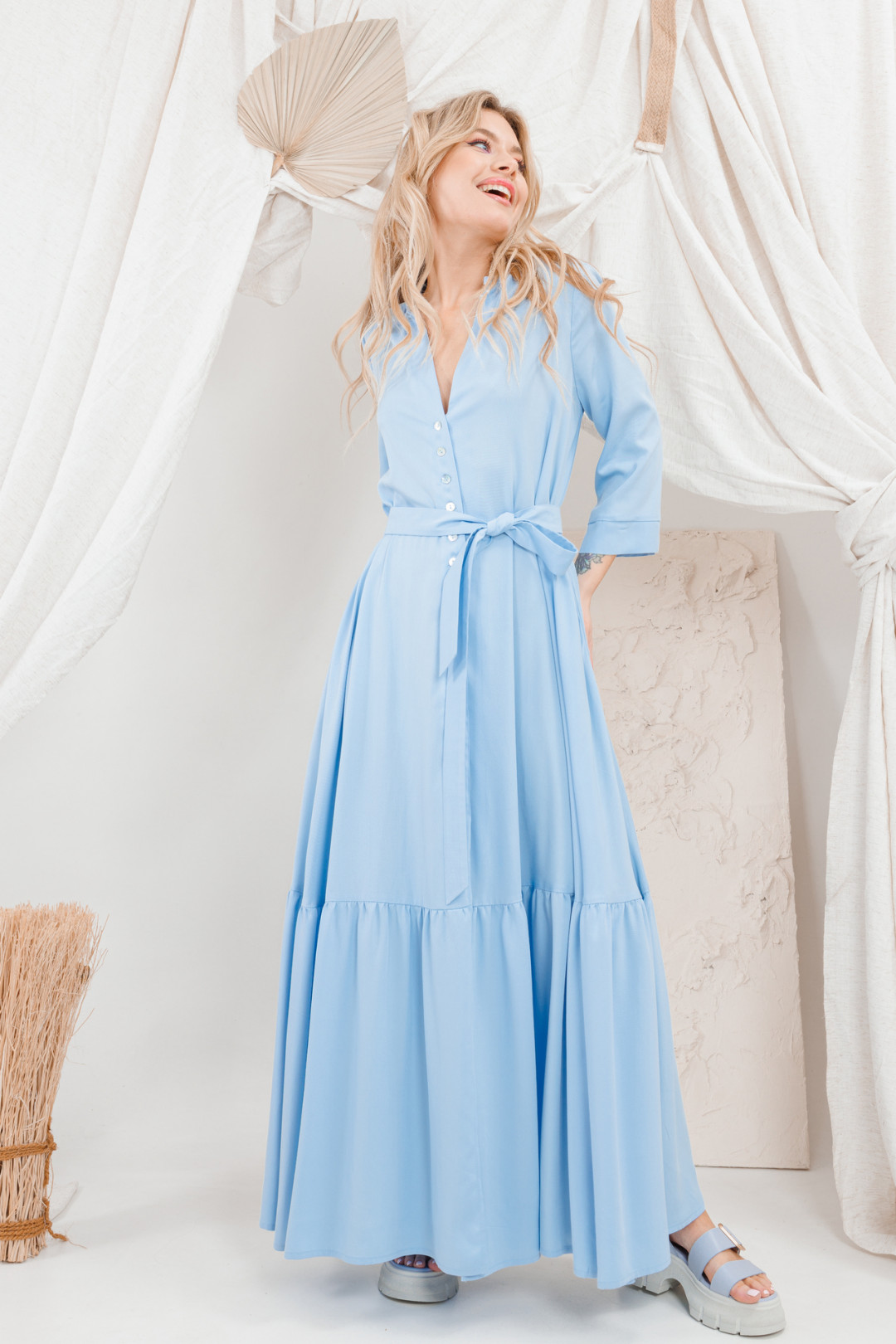 Платье Amori 9655 голубой - фото 5