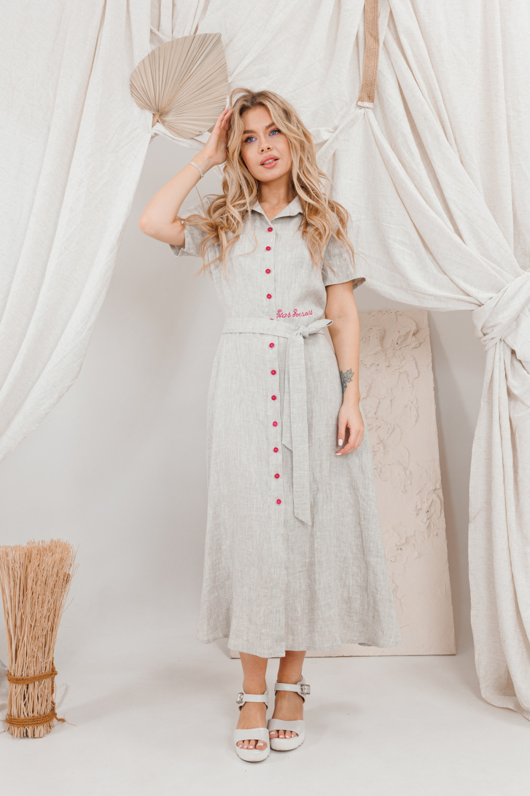 Платье Amori 9664 натуральный лен - фото 1