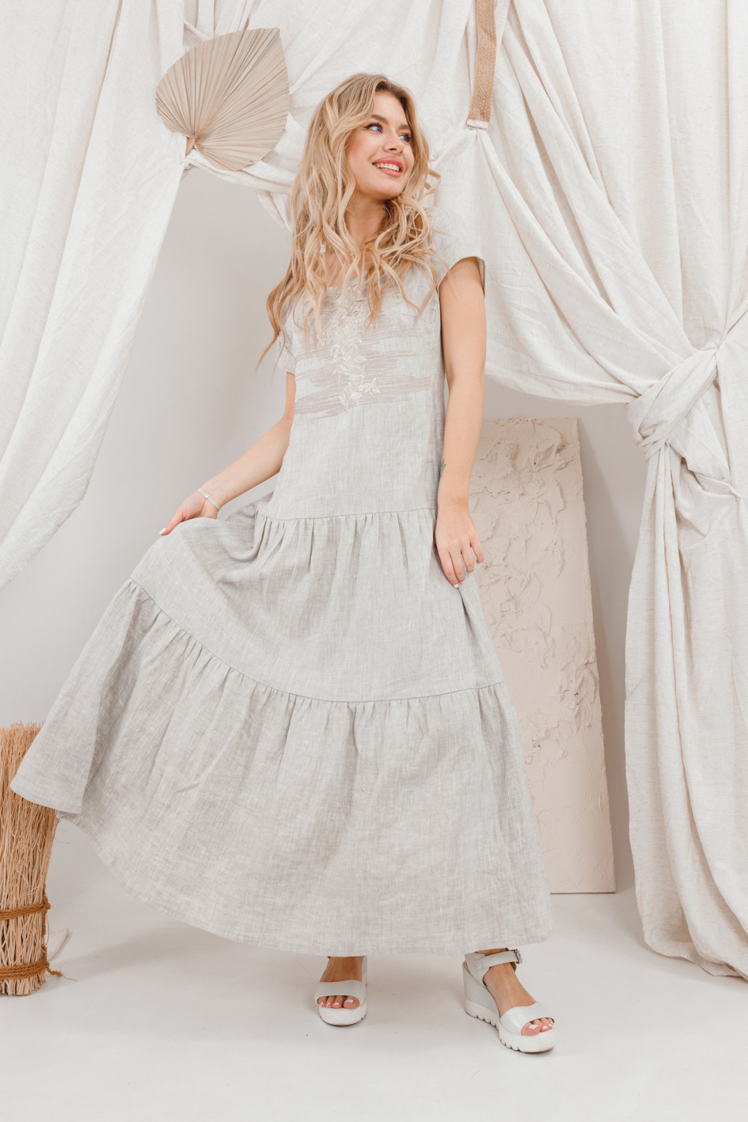 Платье Amori 9665 натуральный лен - фото 1