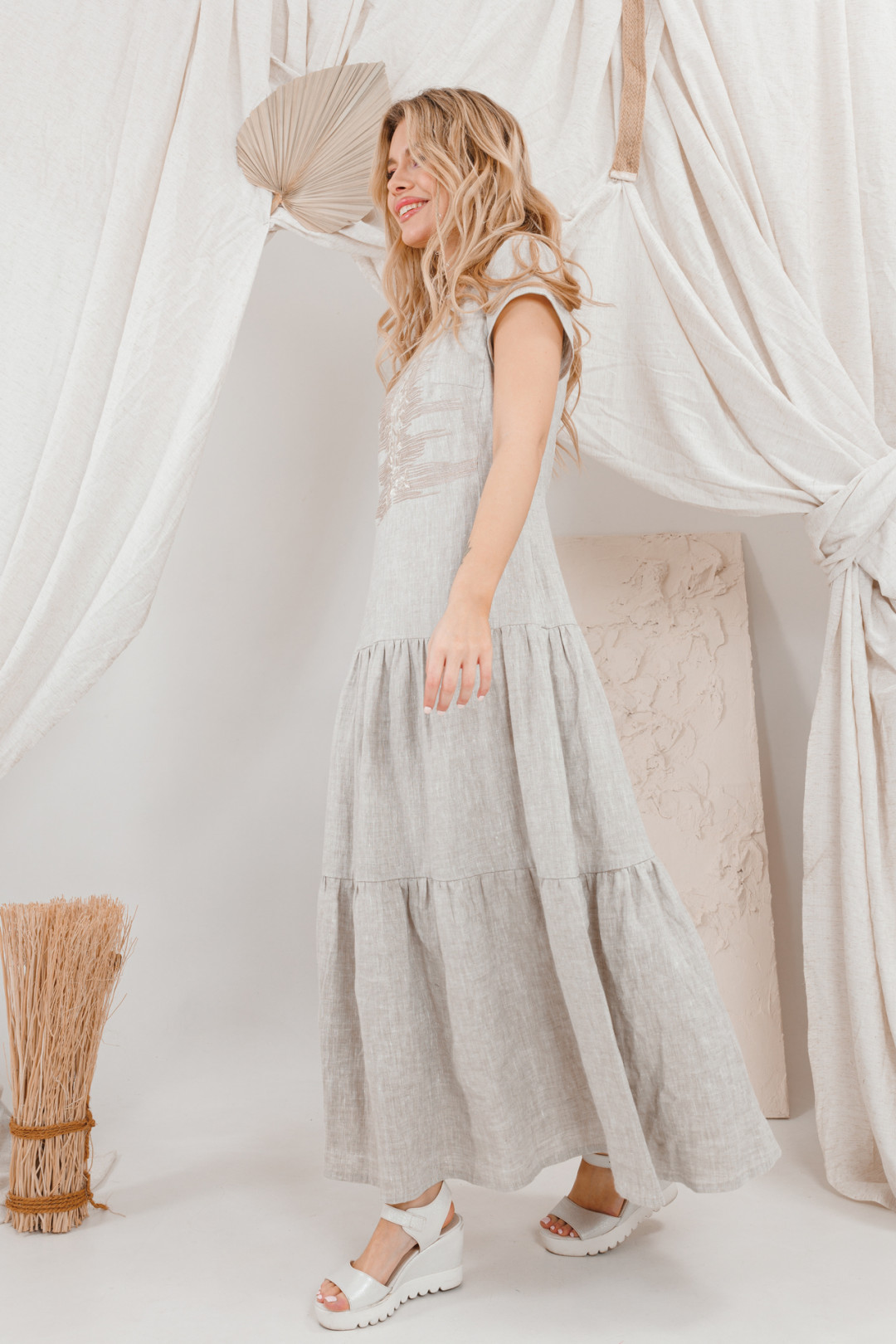 Платье Amori 9665 натуральный лен - фото 4