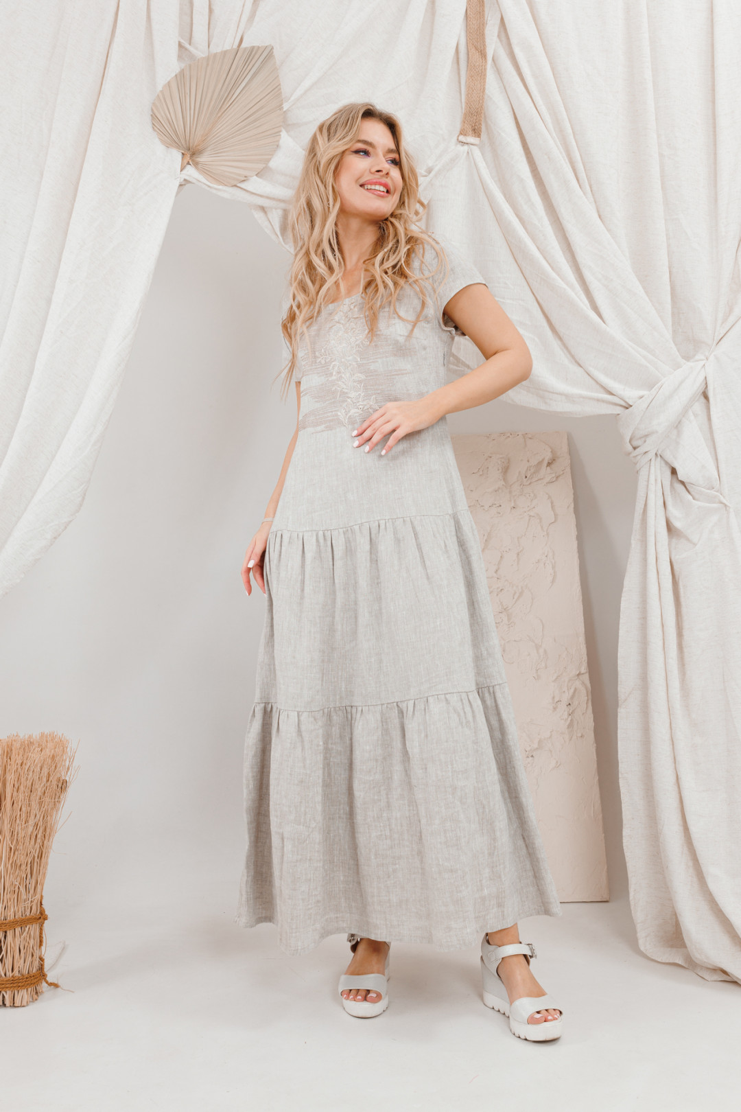 Платье Amori 9665 натуральный лен - фото 5