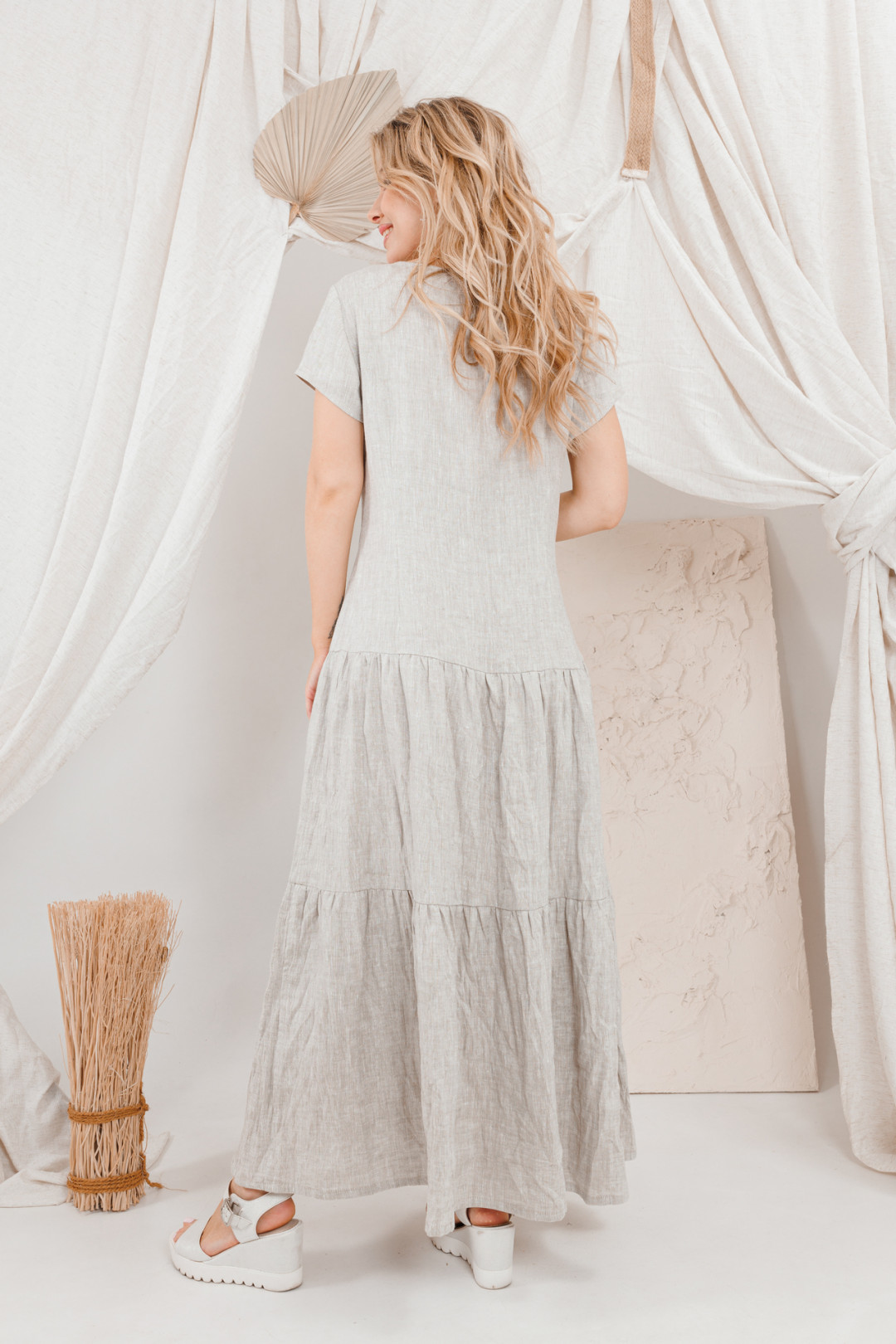 Платье Amori 9686 натуральный лен - фото 2