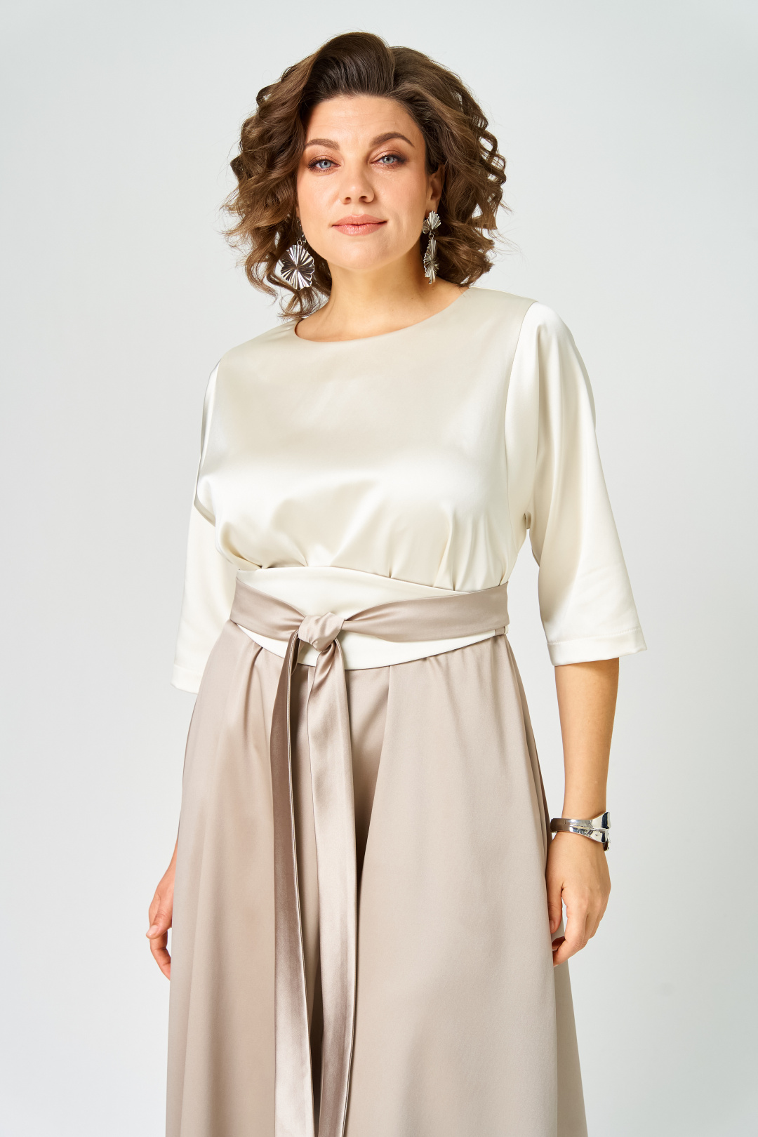 Платье ANASTASIA MAK 1229 молочный+капучино