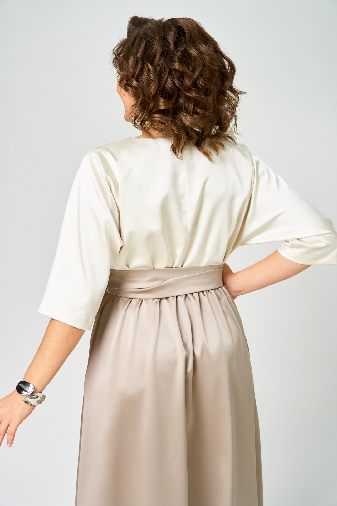 Платье ANASTASIA MAK 1229 молочный+капучино