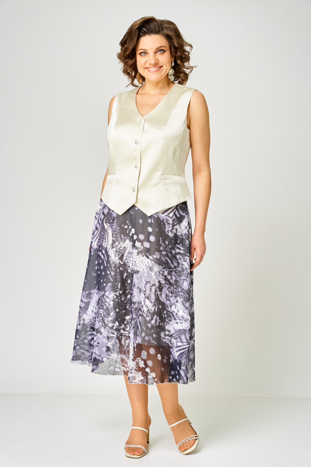 Костюм ANASTASIA MAK 1251-С молочный + мультиколор - фото 4