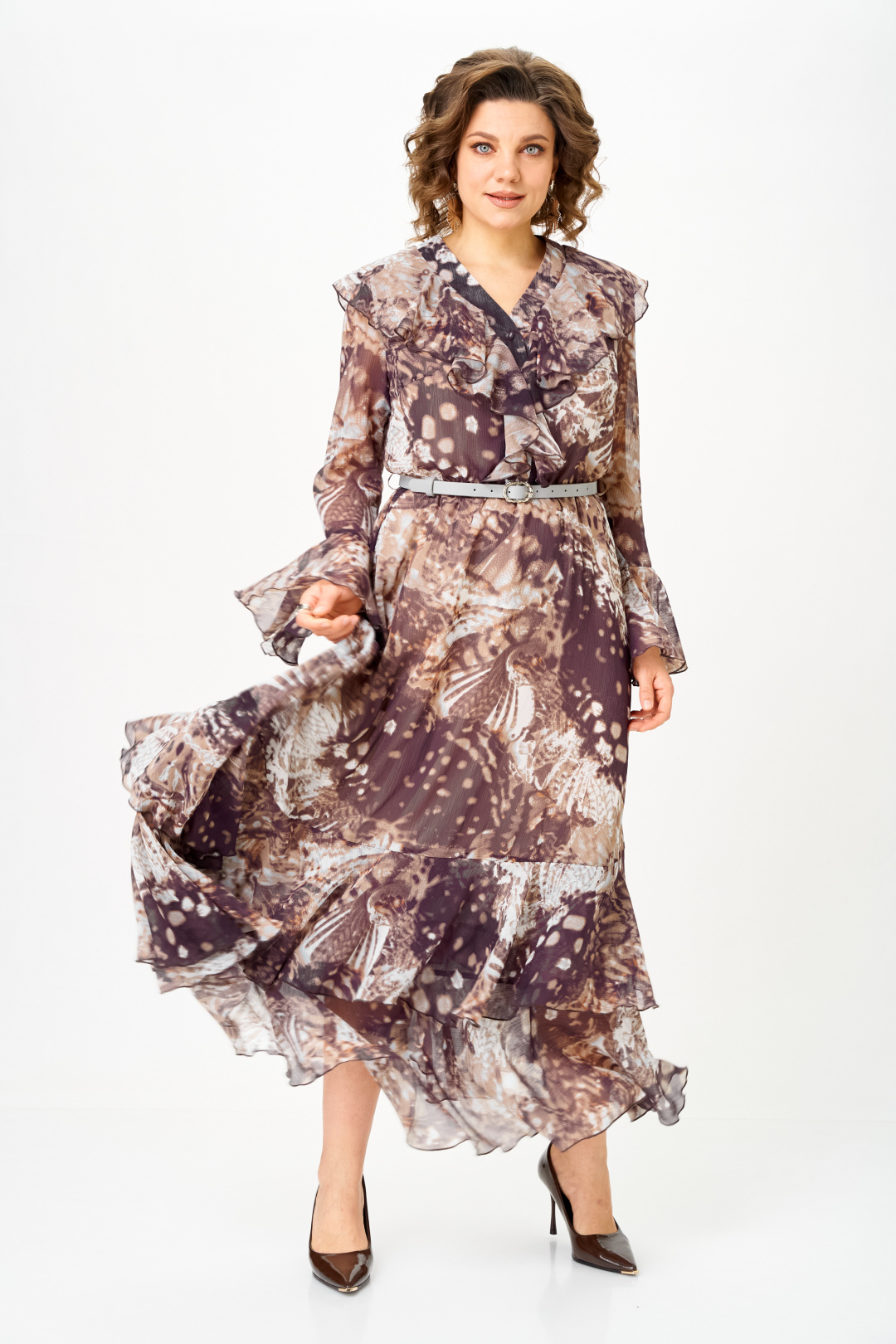 Платье ANASTASIA MAK 1280 бежево-коричневый - фото 4