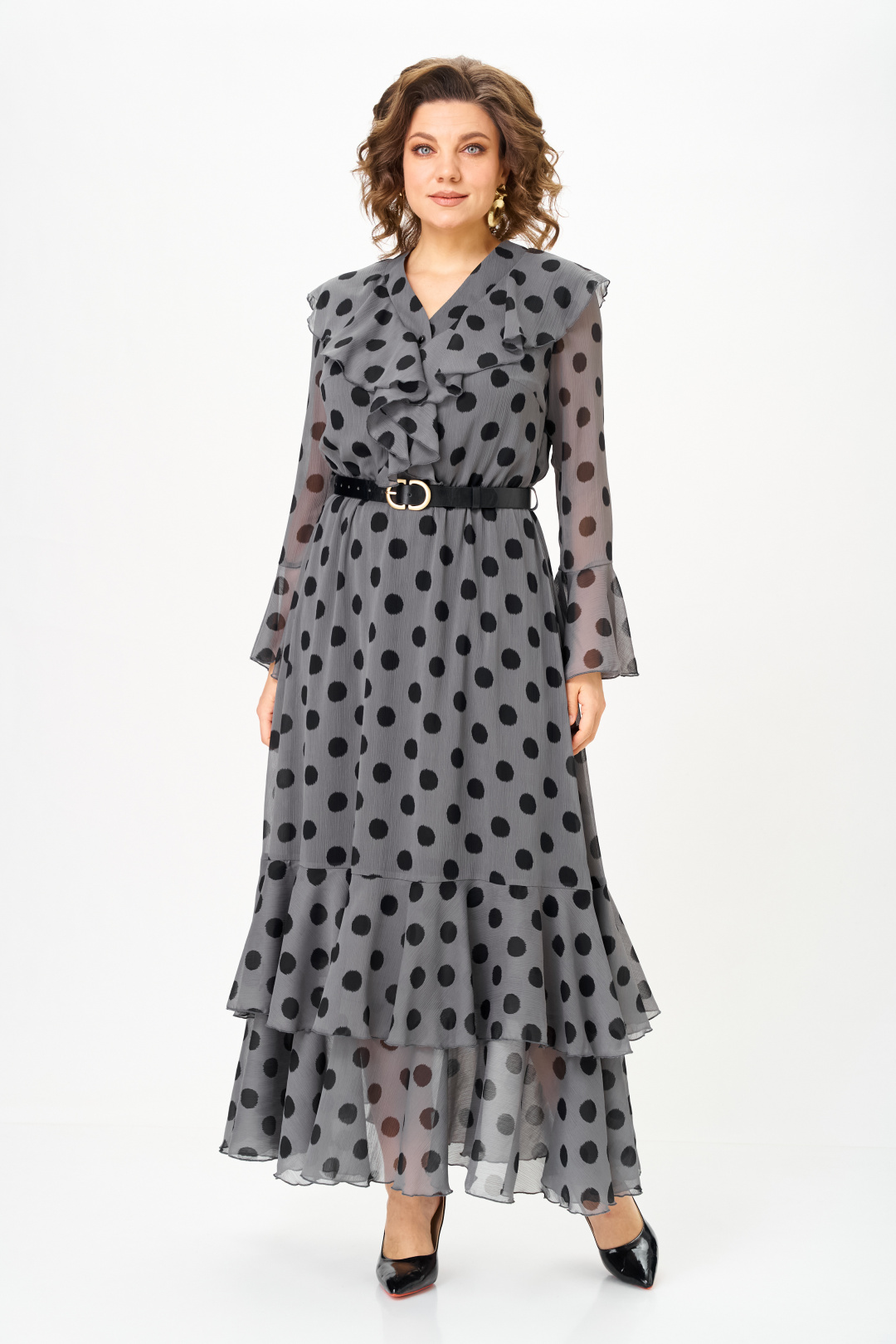 Платье ANASTASIA MAK 1280 серый + черный - фото 2