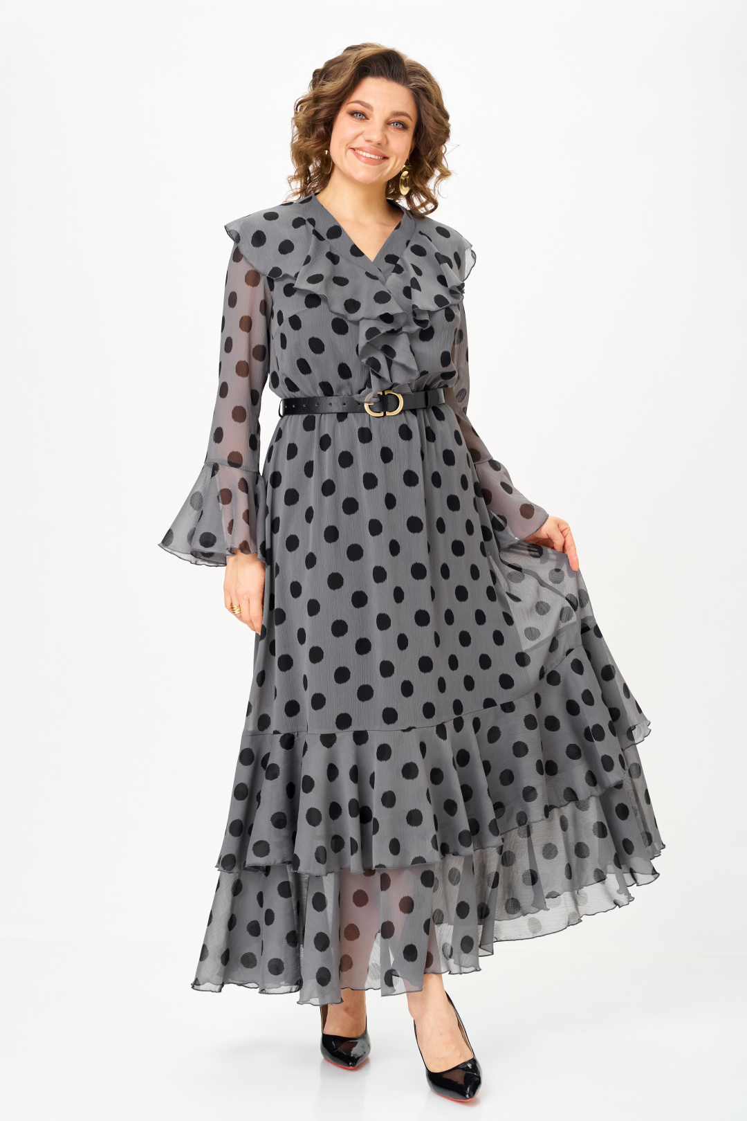 Платье ANASTASIA MAK 1280 серый + черный - фото 3