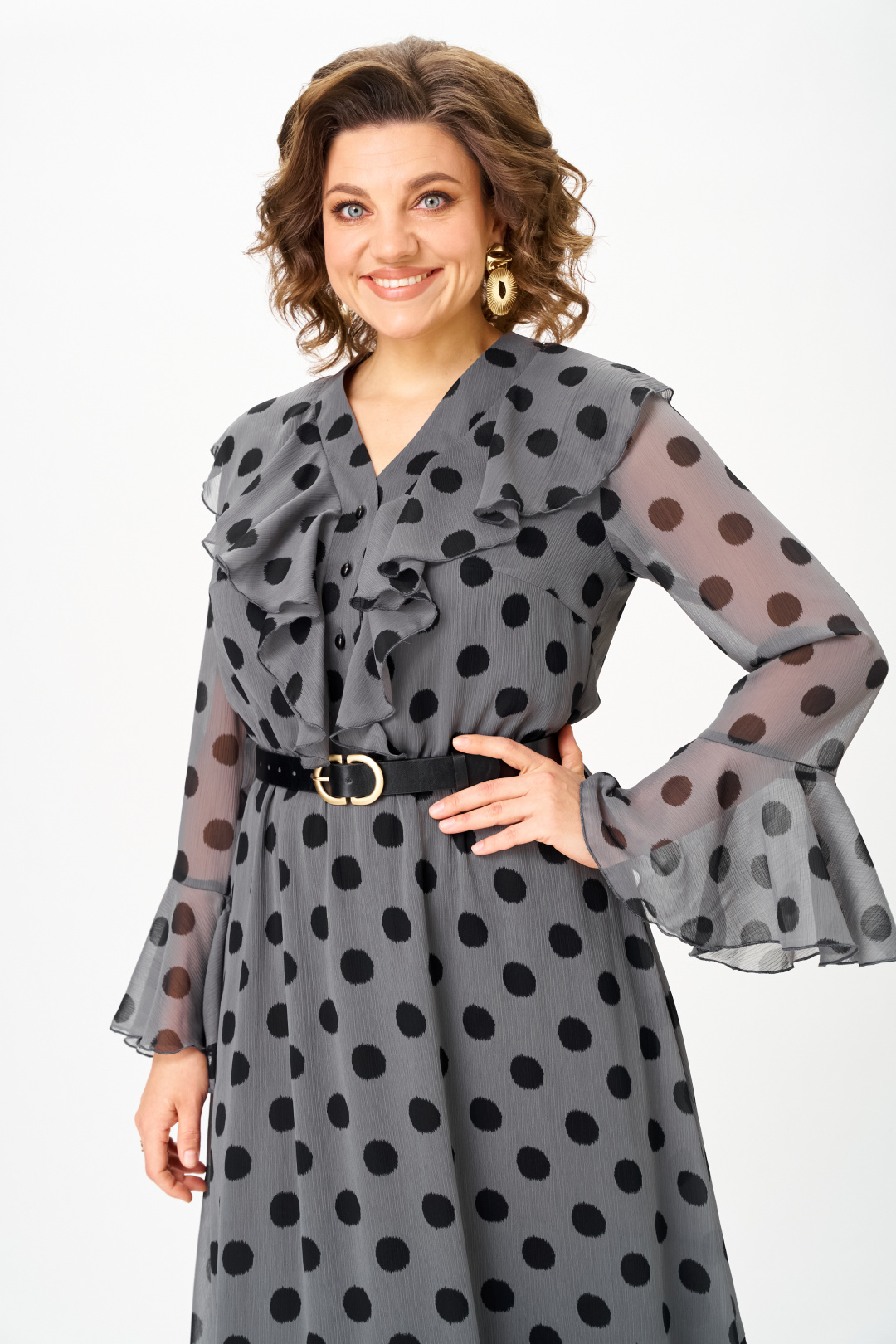 Платье ANASTASIA MAK 1280 серый + черный