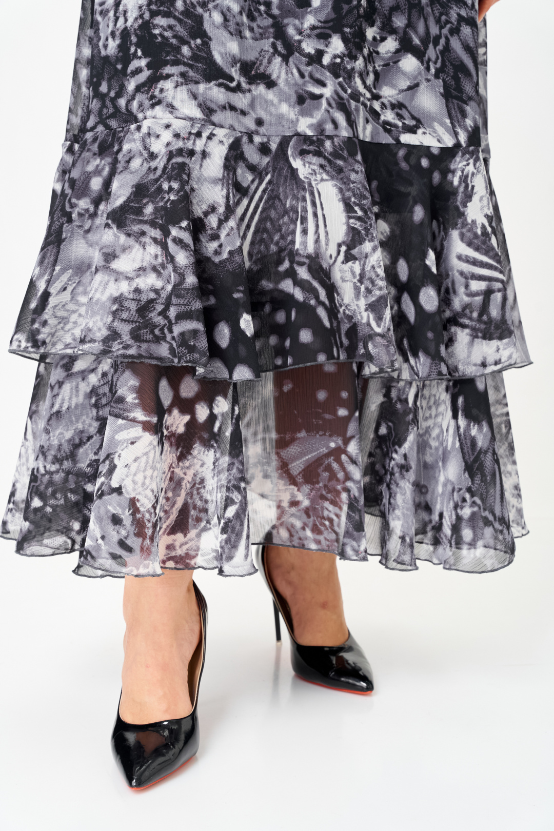 Платье ANASTASIA MAK 1280 серый +черный мультиколор