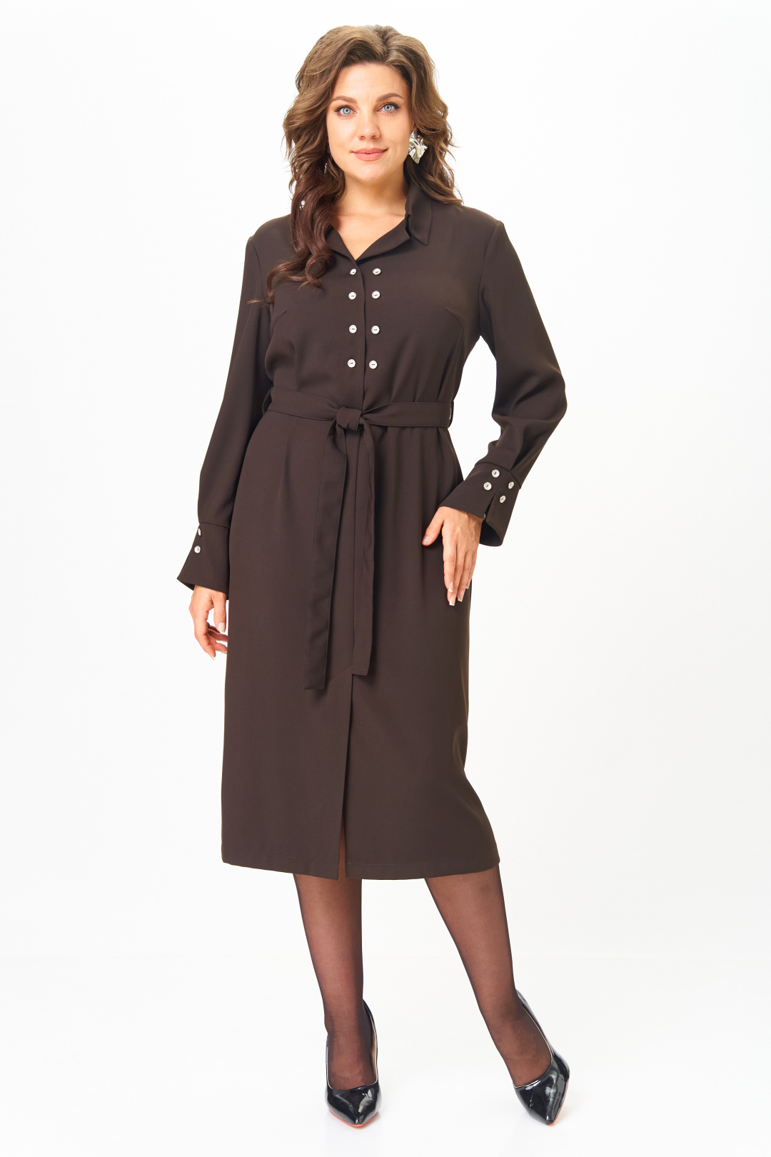 Платье ANASTASIA MAK 1296 коричневый - фото 1