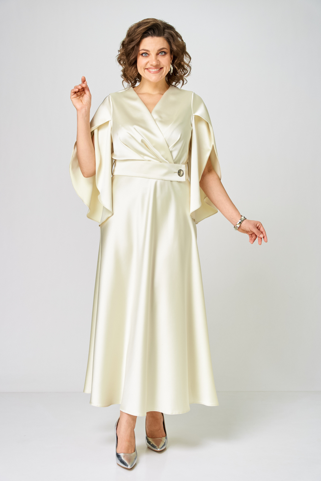 Платье ANASTASIA MAK 1309 молочный - фото 4