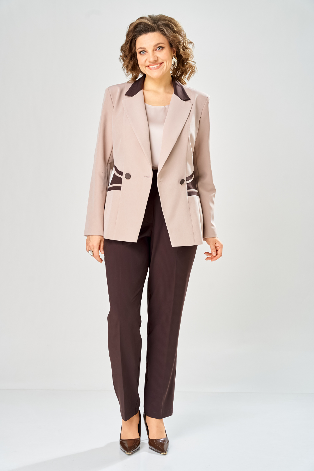 Костюм ANASTASIA MAK 1315 коричневый + пудра - фото 3