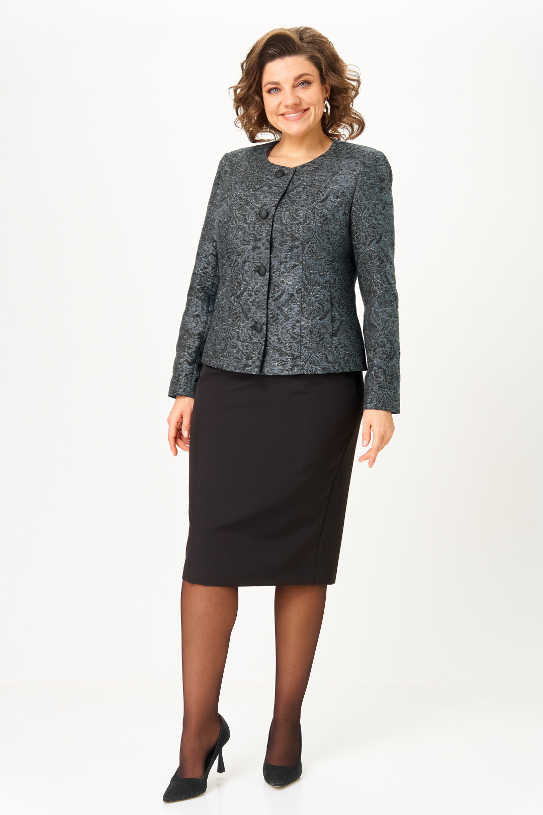 Костюм ANASTASIA MAK 544-С серый + черный - фото 1