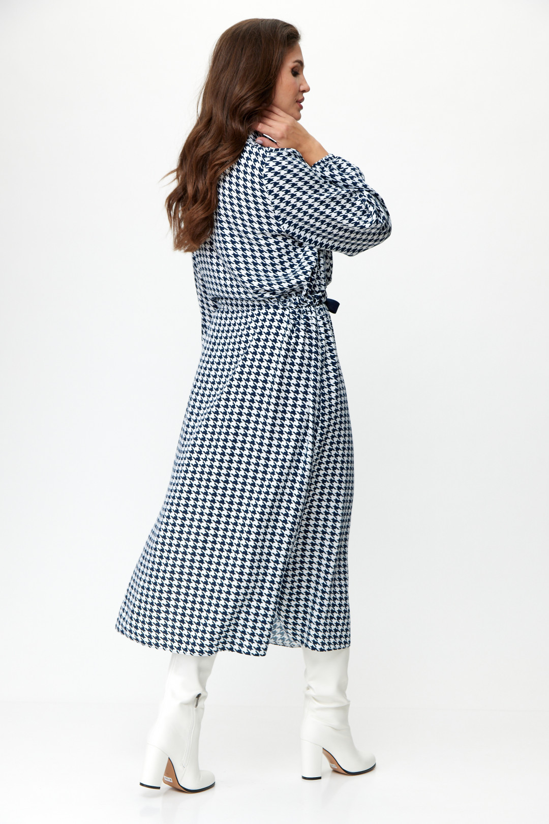 Платье Anastasia 1025 синий (принт гусиная лапка) - фото 6