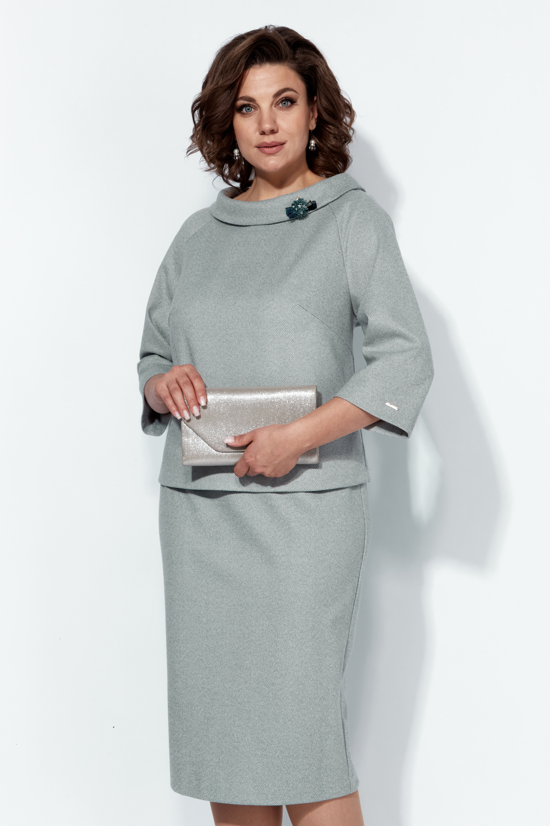 Костюм Anastasia 1163 оливково-серый - фото 2