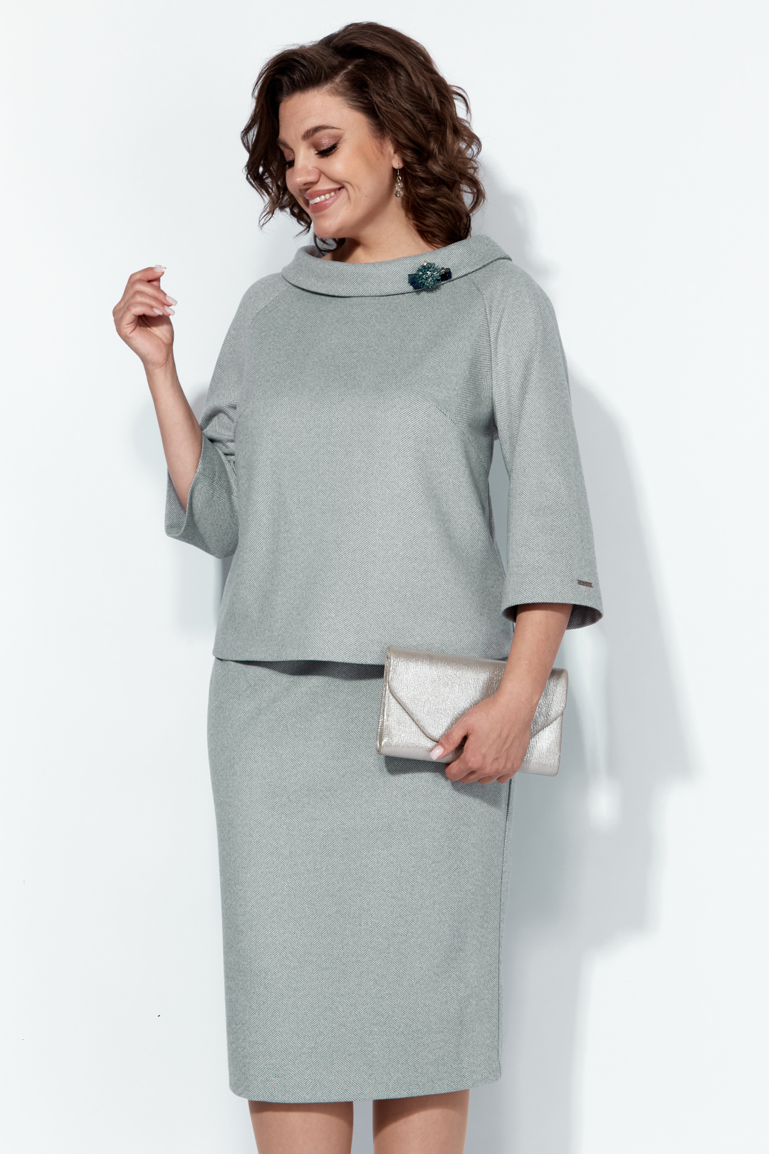 Костюм Anastasia 1163 оливково-серый - фото 3