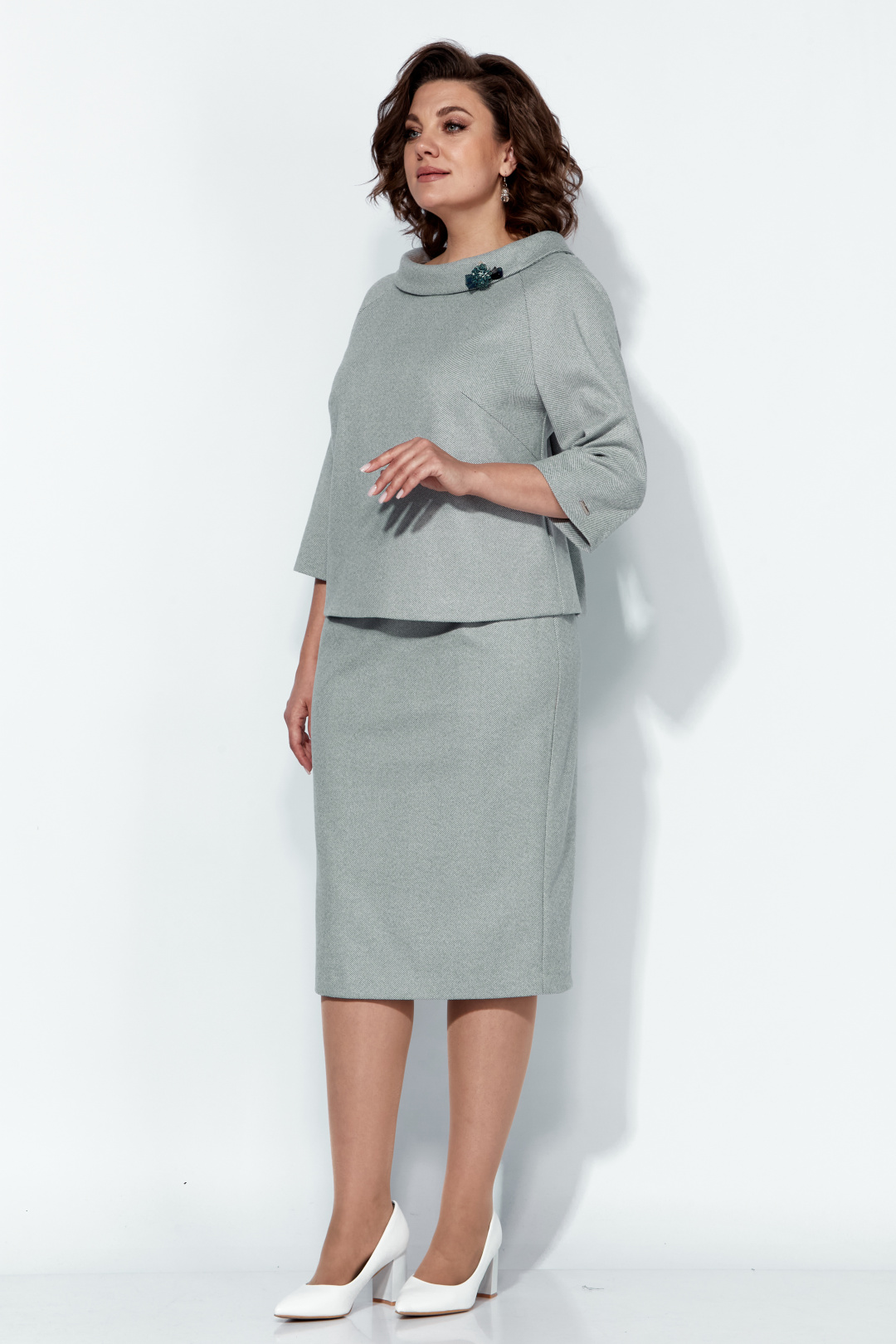 Костюм Anastasia 1163 оливково-серый - фото 5