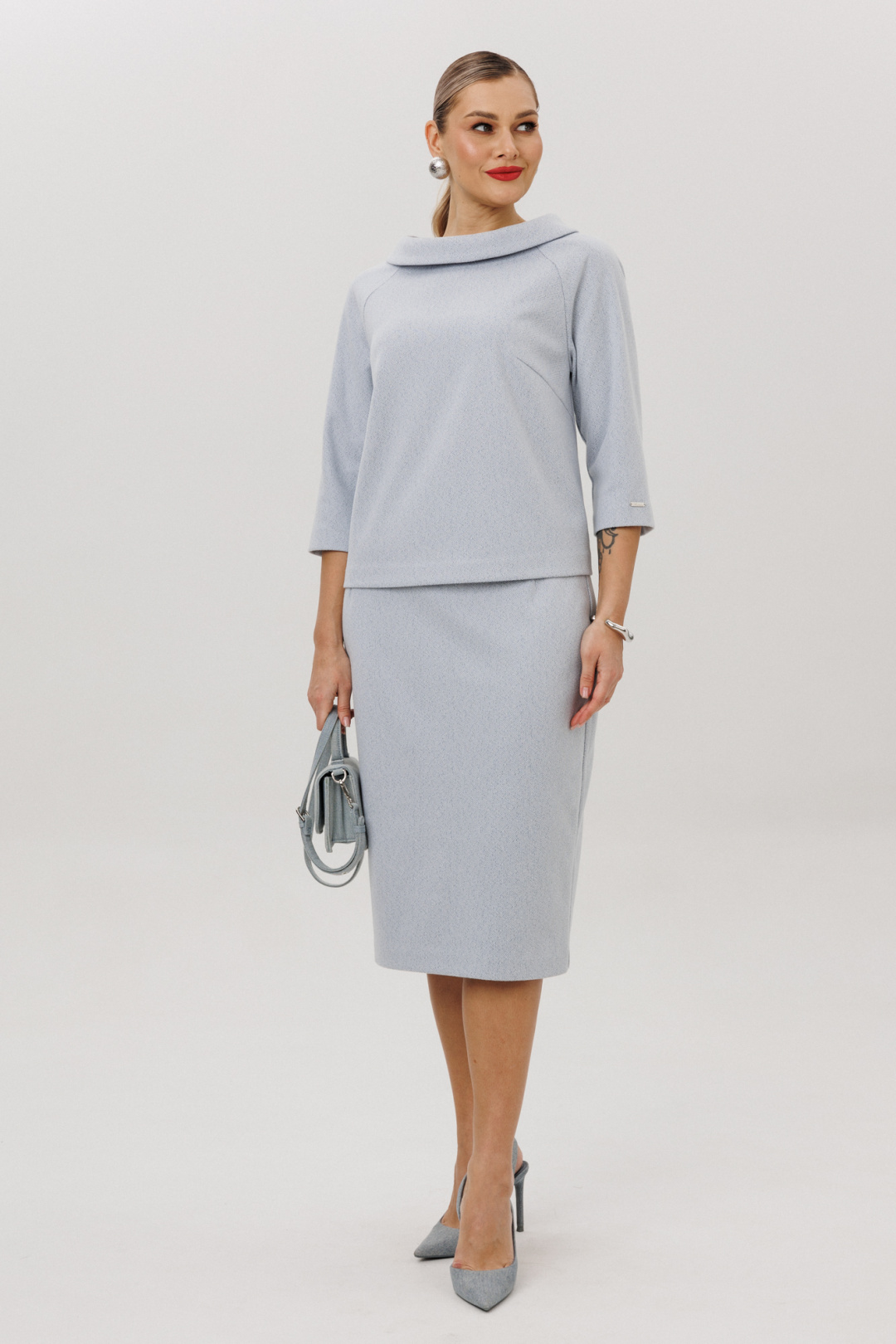 Костюм Anastasia 1163 серо-голубой - фото 3