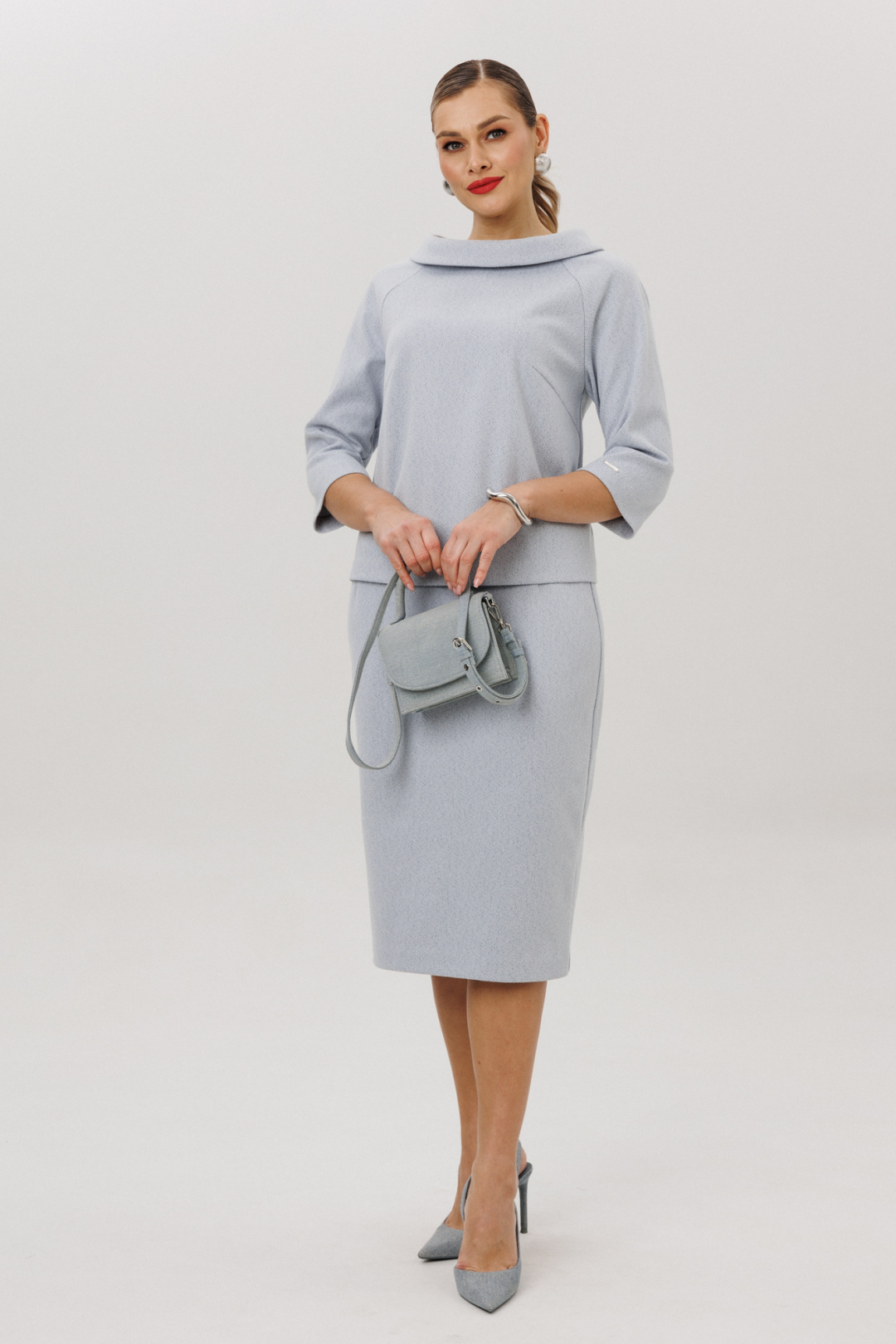 Костюм Anastasia 1163 серо-голубой - фото 4