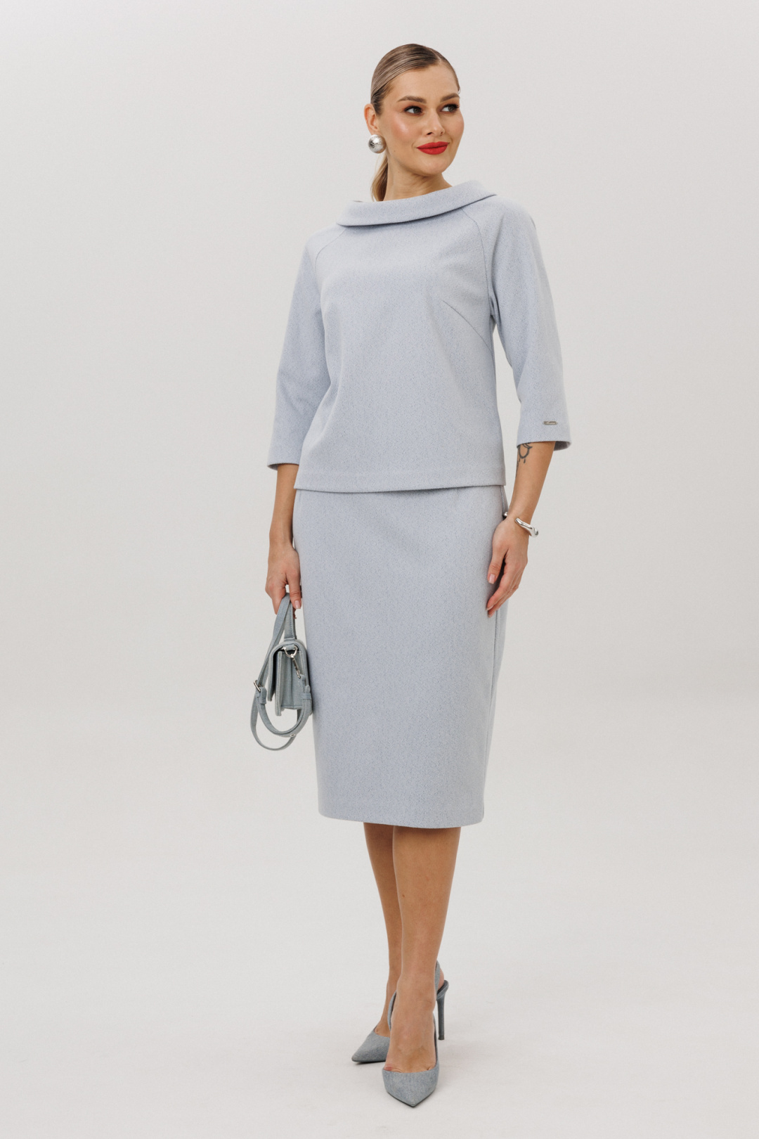 Костюм Anastasia 1163 серо-голубой - фото 5