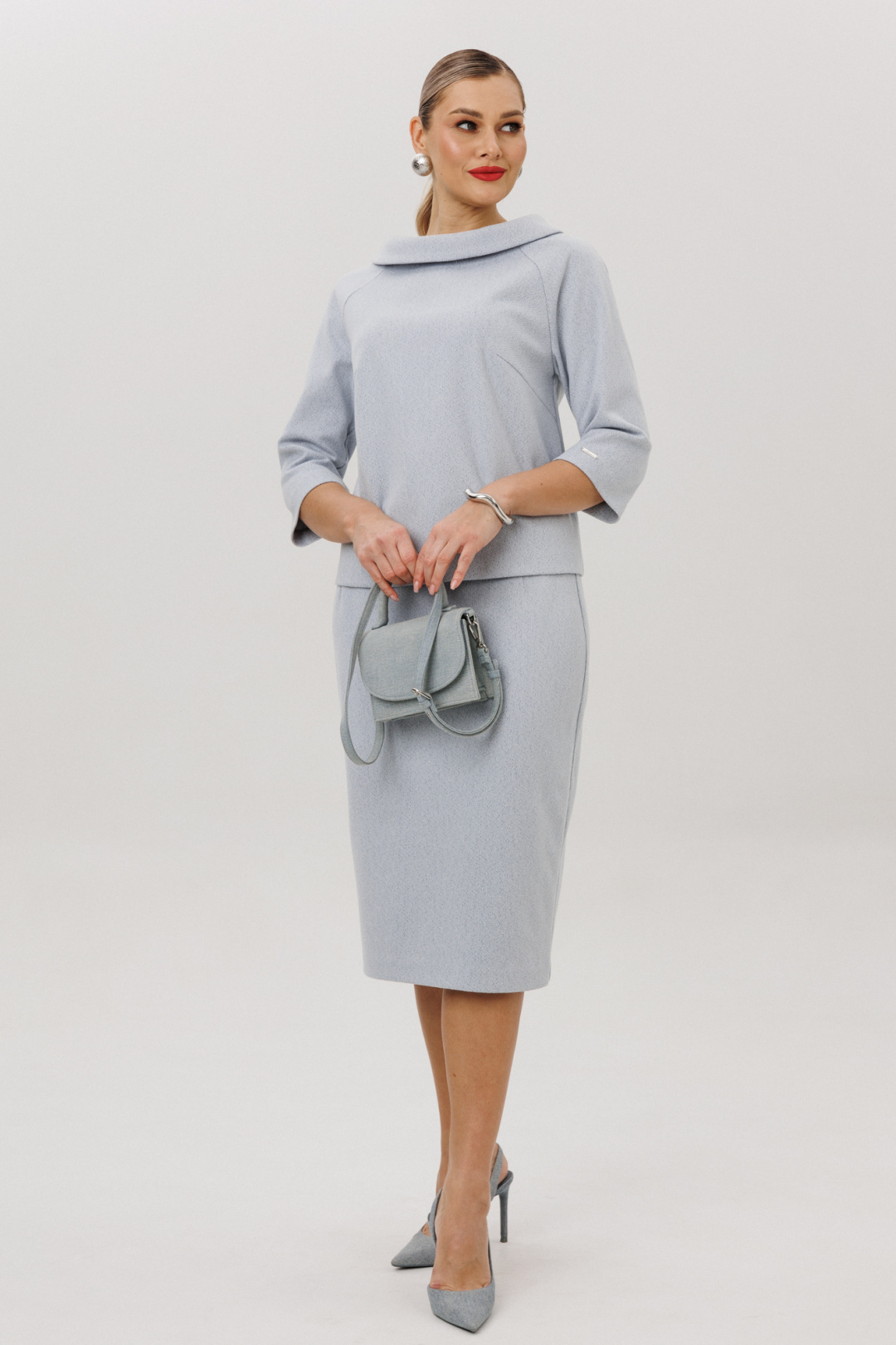 Костюм Anastasia 1163 серо-голубой - фото 6