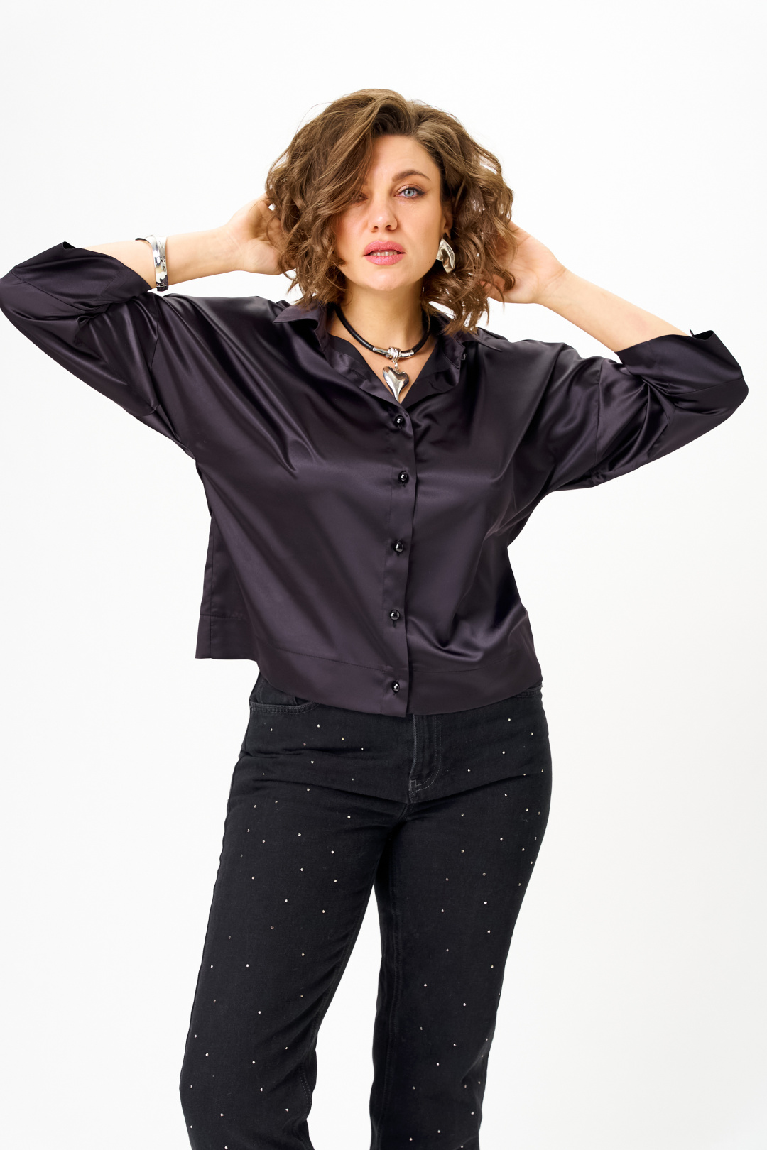 Блузка Anastasia 1201 черно-синий - фото 1