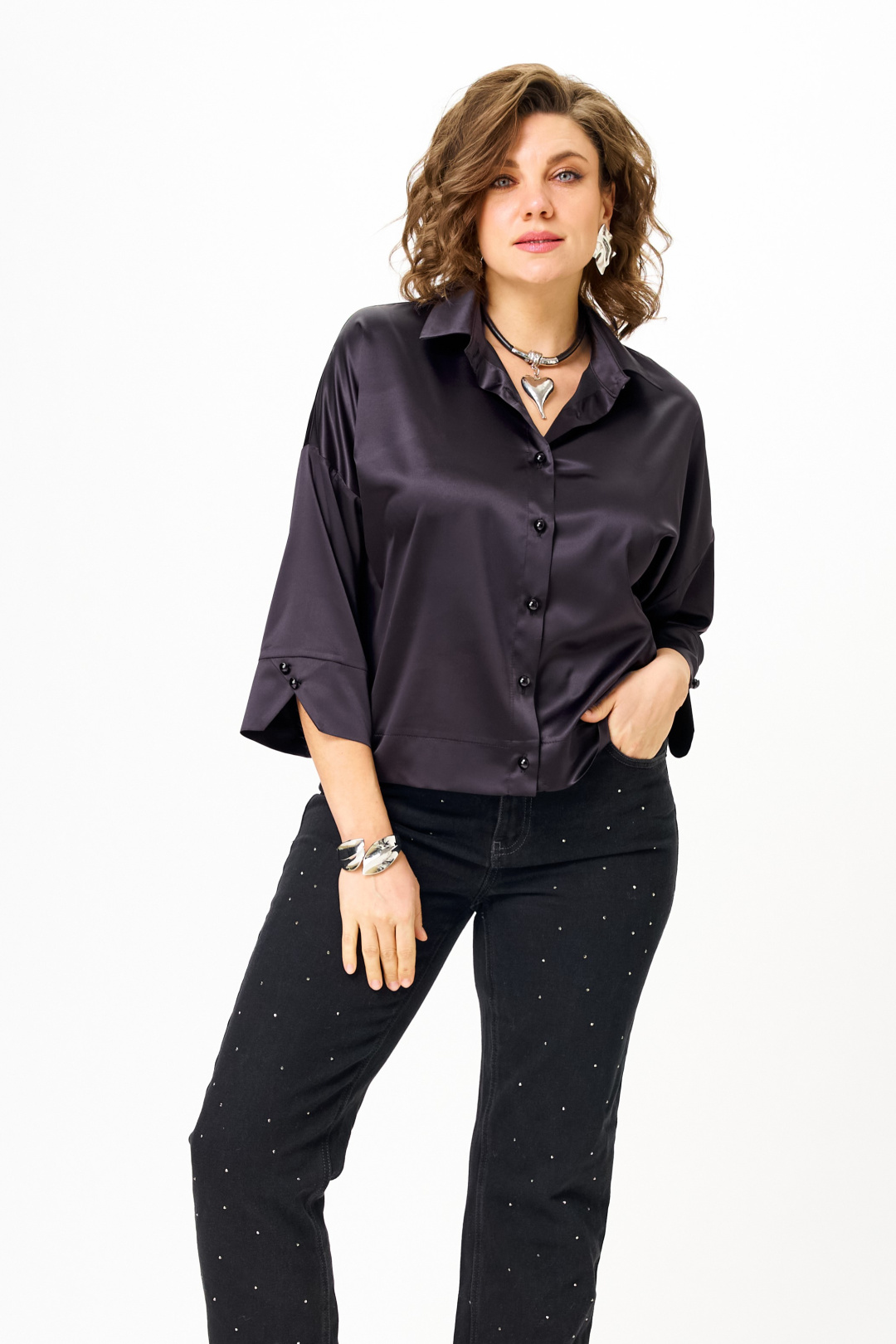 Блузка Anastasia 1201 черно-синий - фото 2