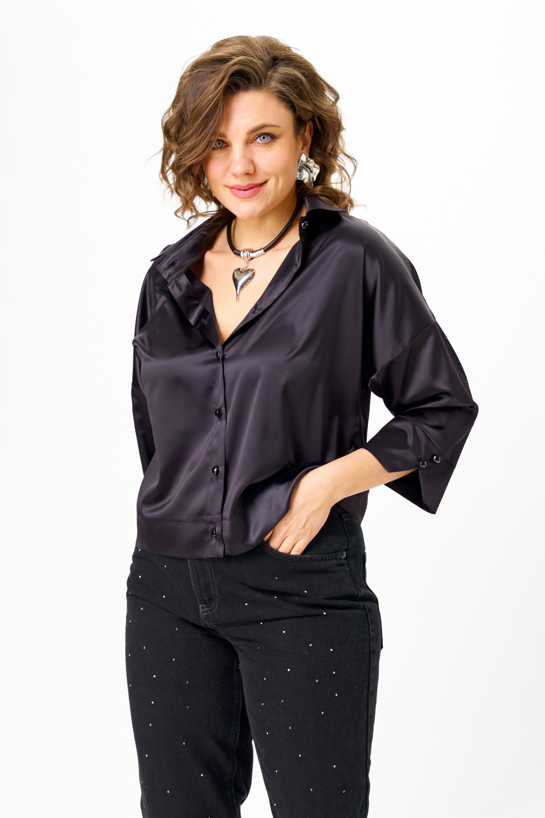 Блузка Anastasia 1201 черно-синий - фото 5