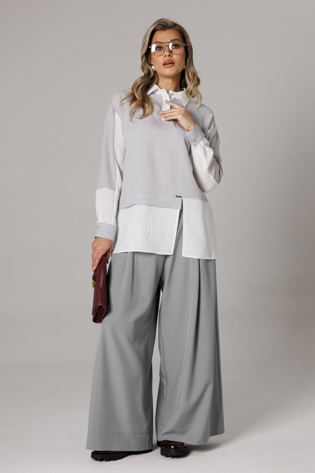 Костюм Anastasia 1242-2 французский серый - фото 5