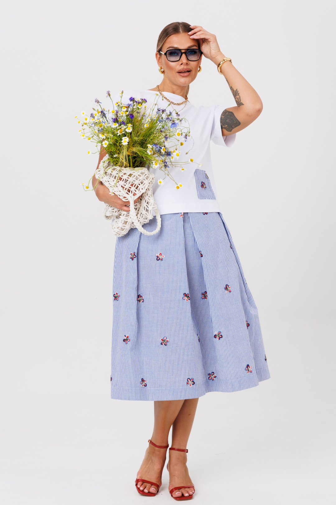 Костюм Anastasia 1248-1 белый + голубой