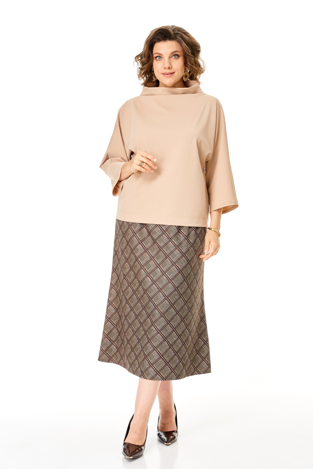 Костюм Anastasia 1284 бежевый/клетка