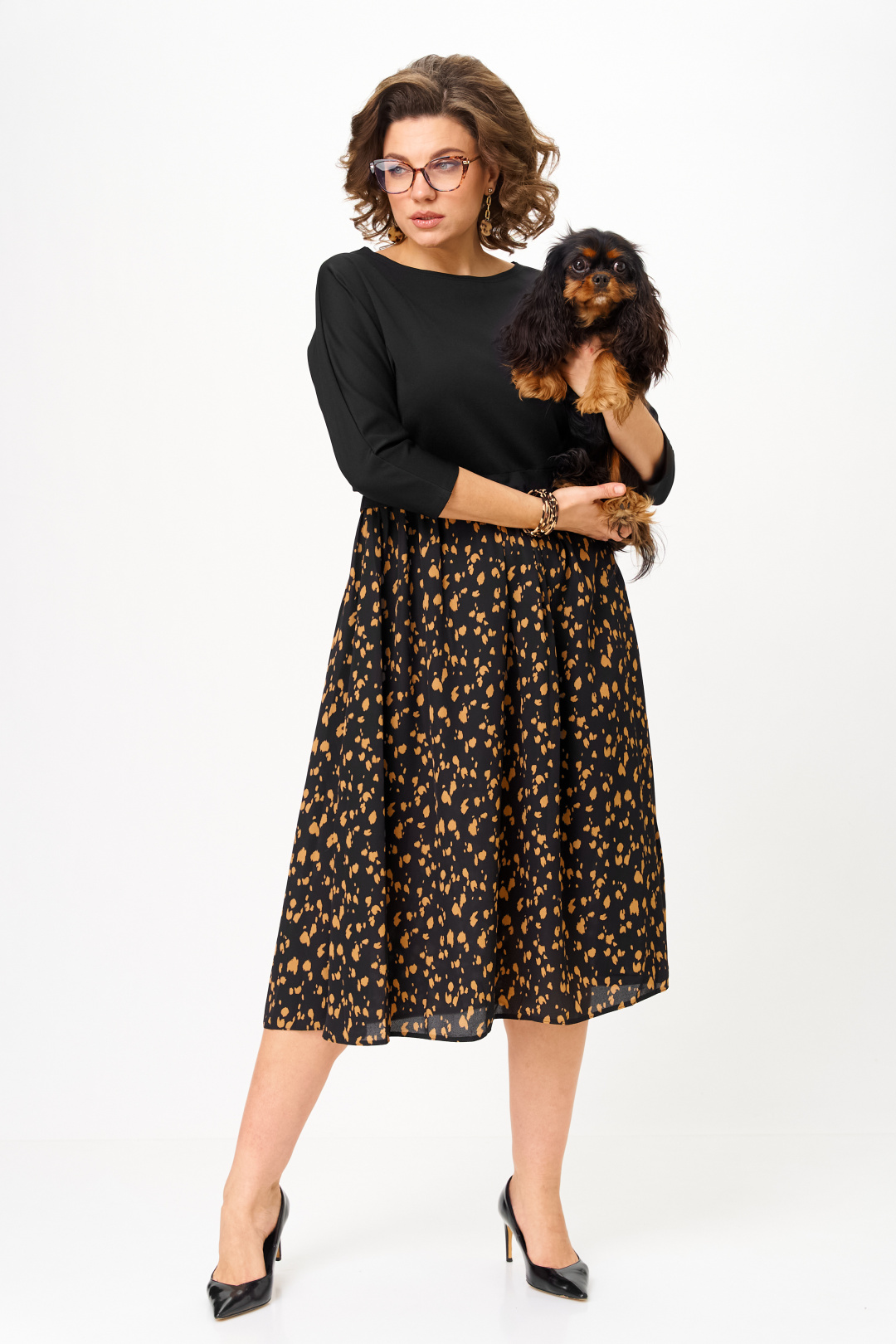 Платье Anastasia 1309-1 черный+принт - фото 5