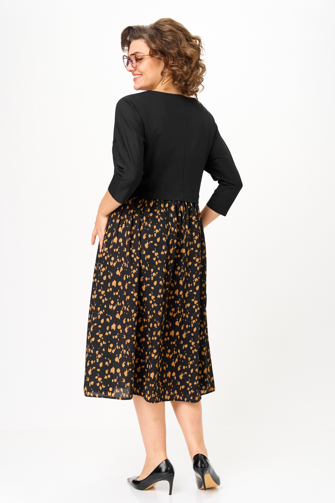 Платье Anastasia 1309-1 черный+принт