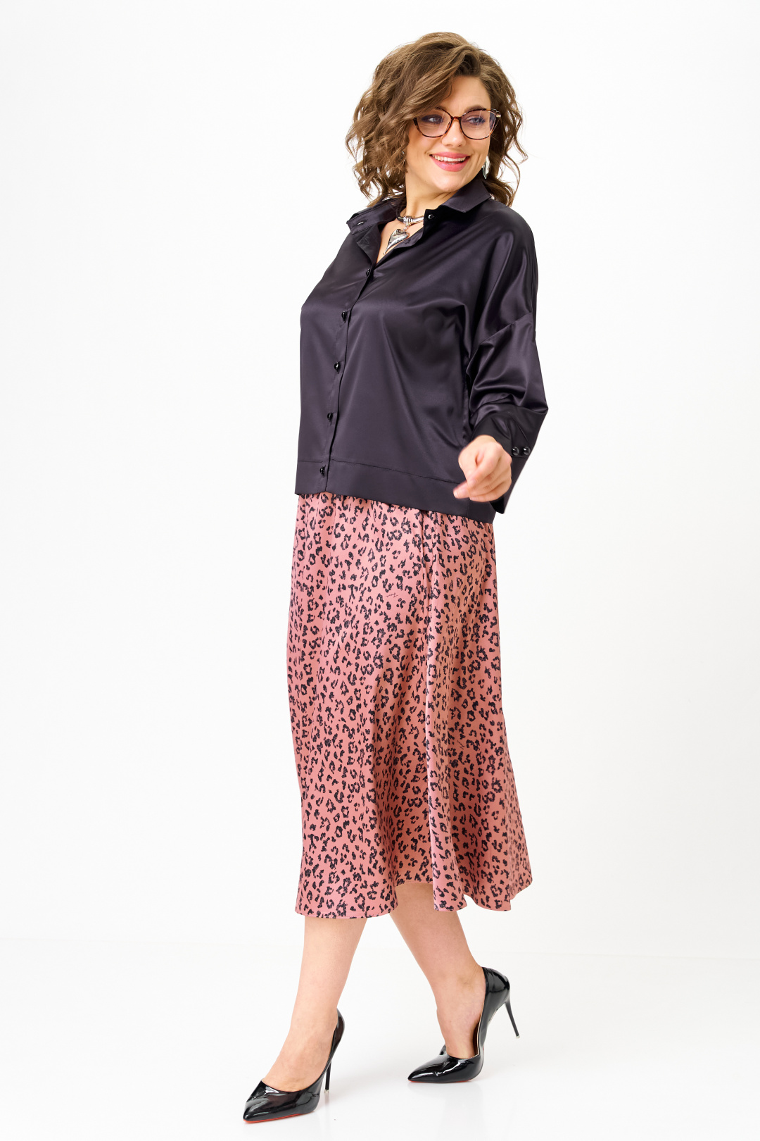 Костюм Anastasia 1321 черно-синий + розовый