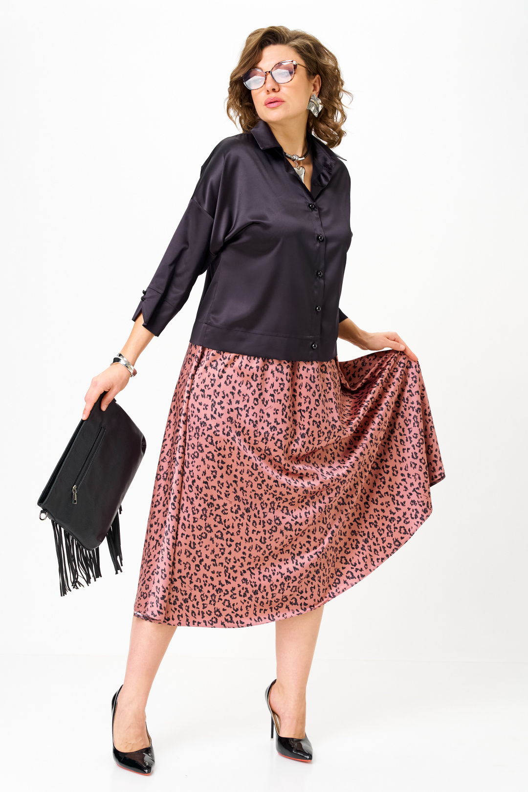 Костюм Anastasia 1321 черно-синий + розовый